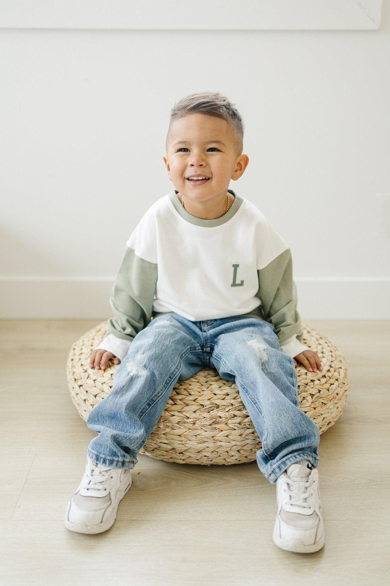 Custom Embroidered Colorblock Crewneck - more colors - Little Joy Co.