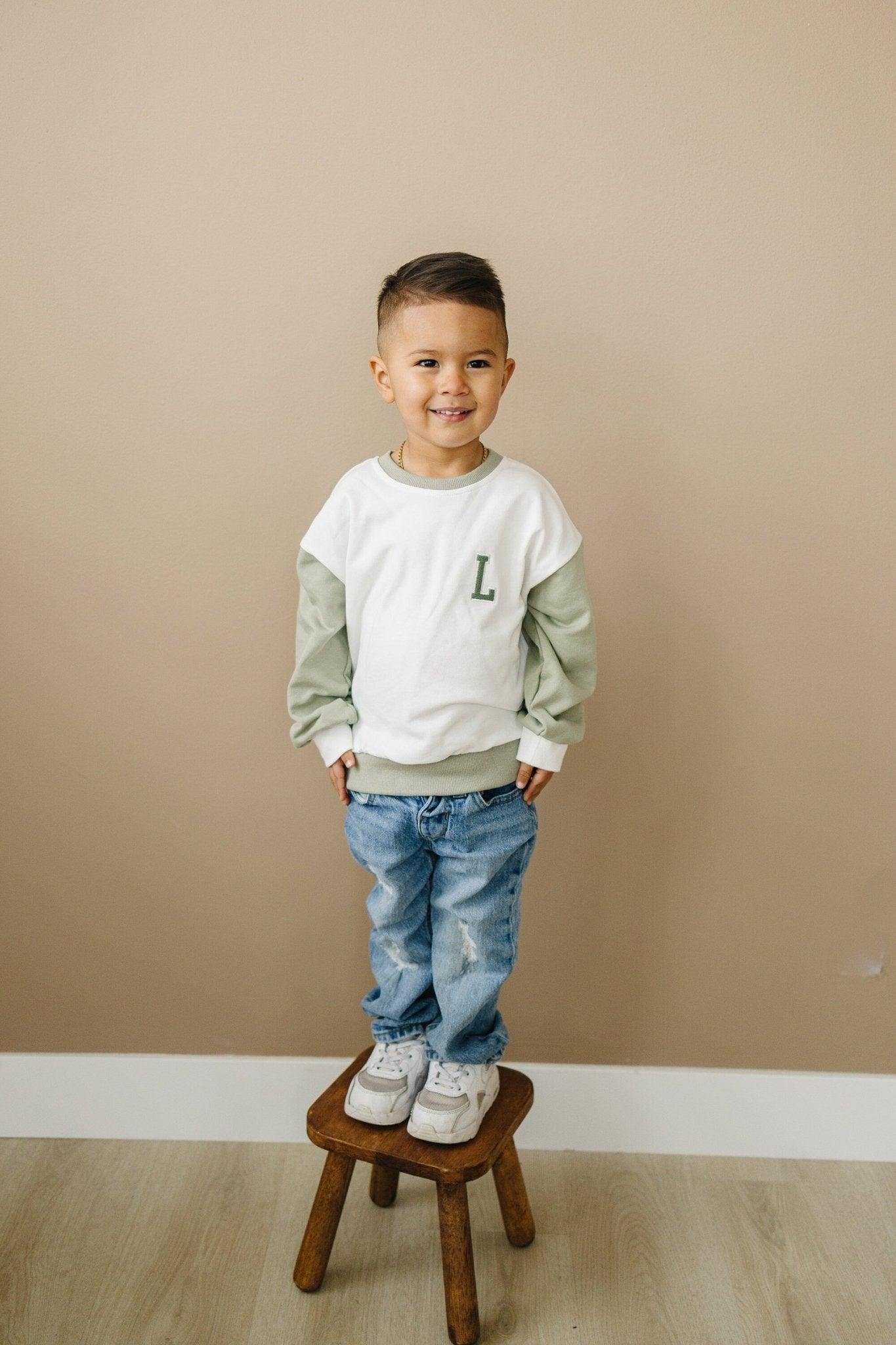 Custom Embroidered Colorblock Crewneck - more colors - Little Joy Co.