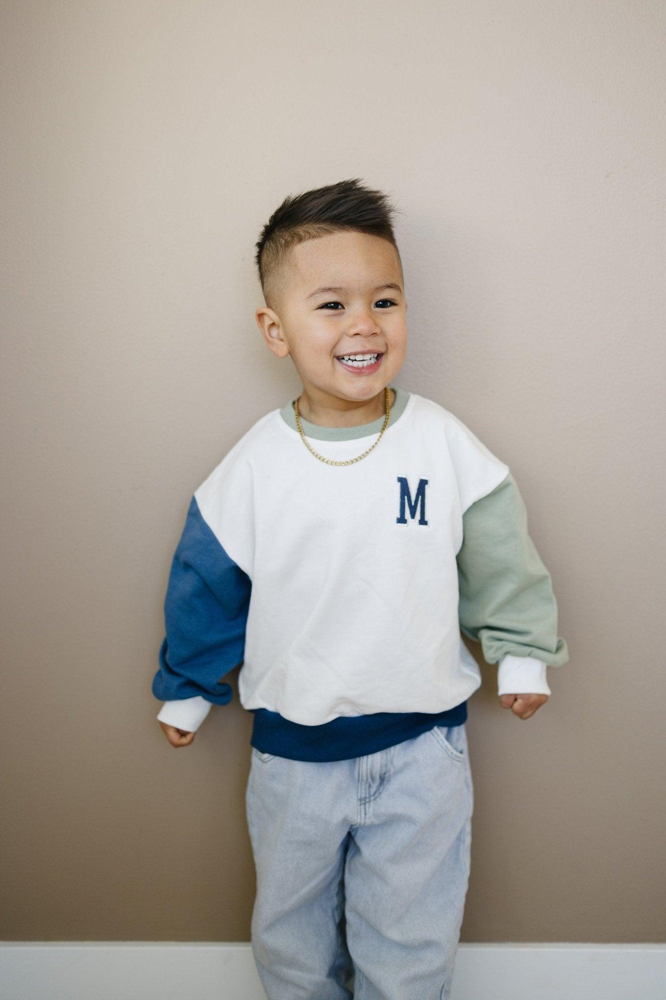 Custom Embroidered Colorblock Crewneck Sweatshirt - Little Joy Co.