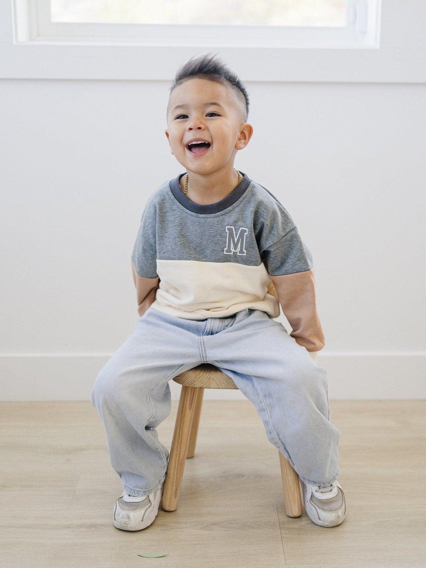 Custom Embroidered Colorblock Crewneck Sweatshirt - Little Joy Co.