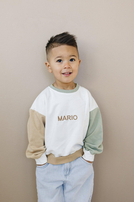 Custom Embroidered Colorblock Crewneck Sweatshirt - Little Joy Co.