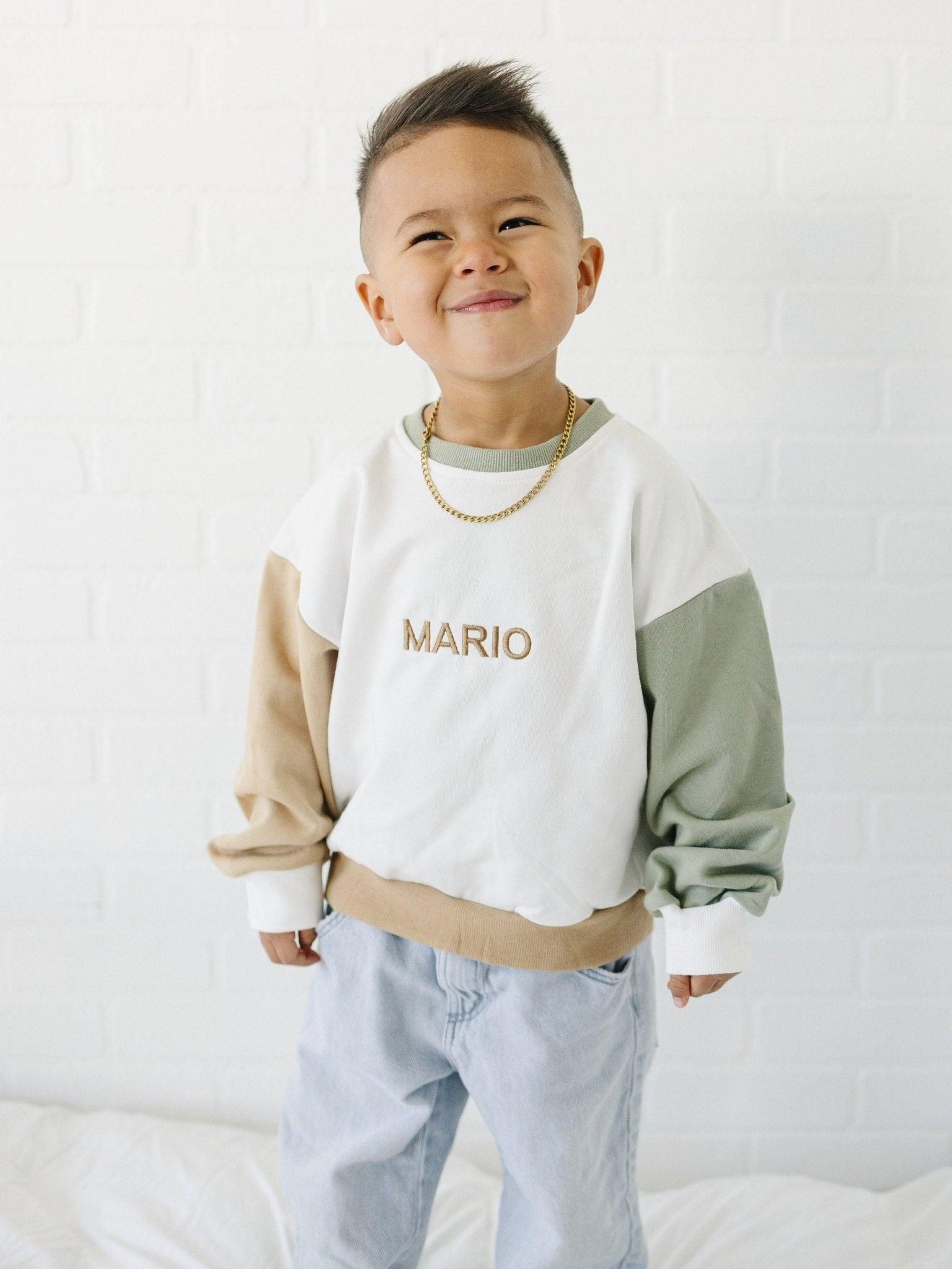 Custom Embroidered Colorblock Crewneck Sweatshirt - Little Joy Co.