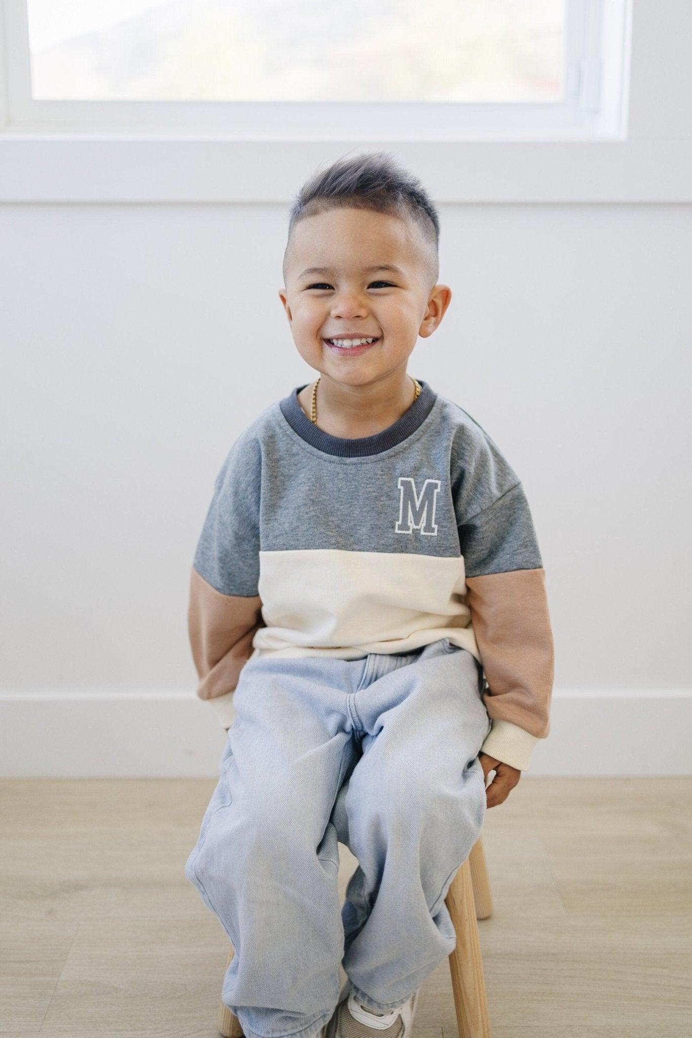 Custom Embroidered Colorblock Crewneck Sweatshirt - Little Joy Co.