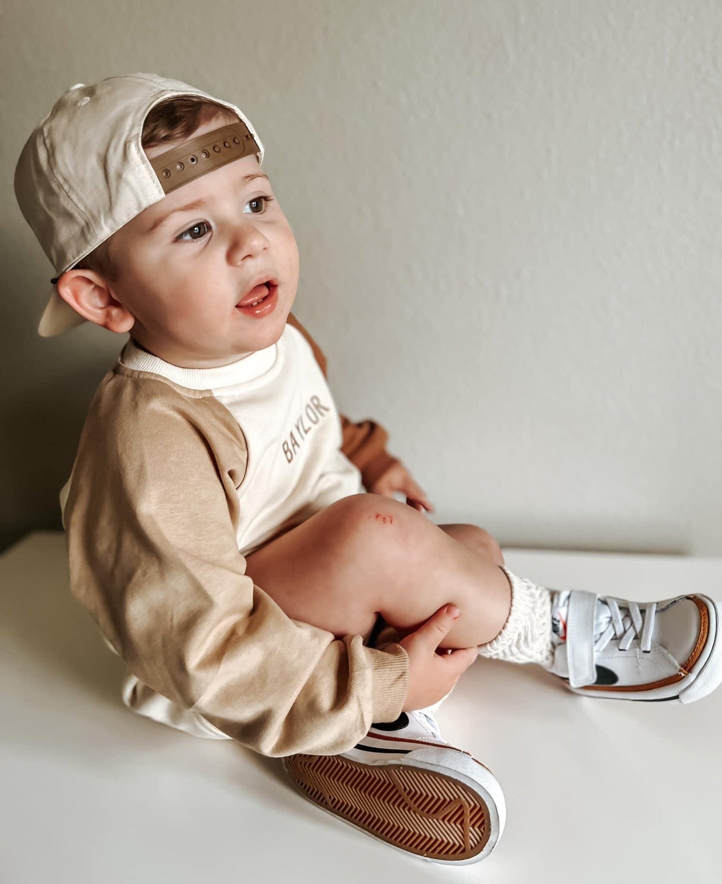 Custom Embroidered Colorblock Sweatshirt Romper - more colors - Little Joy Co.