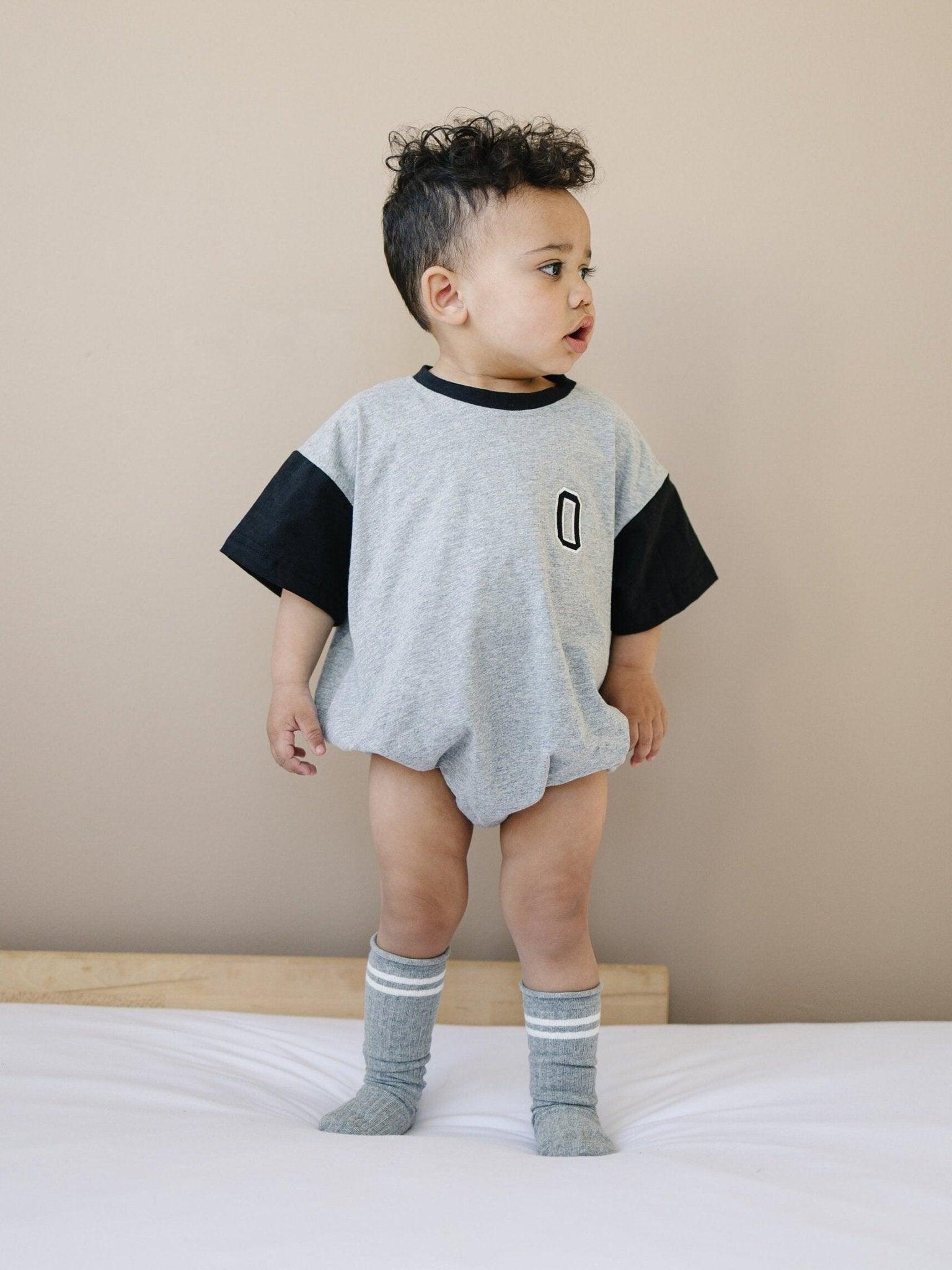 Custom Embroidered Colorblock T - Shirt Romper - Little Joy Co.