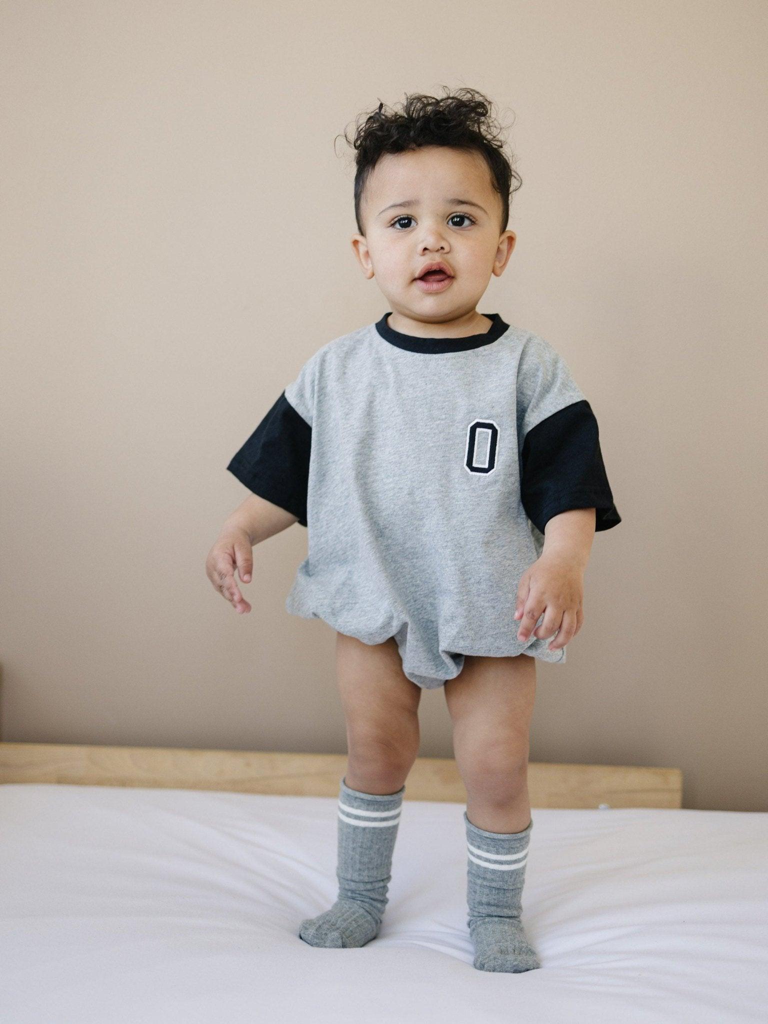 Custom Embroidered Colorblock T - Shirt Romper - Little Joy Co.