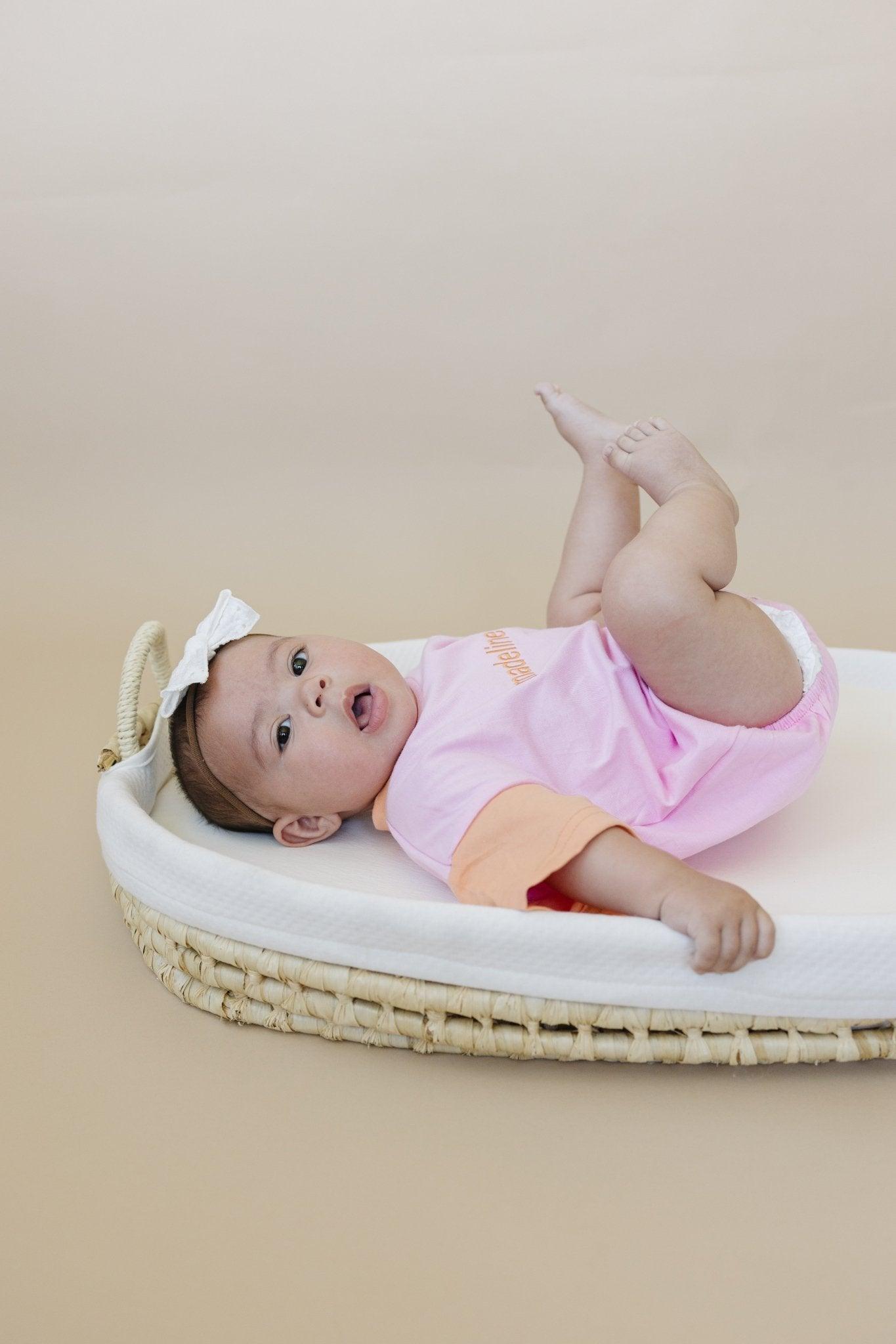 Custom Embroidered Colorblock T - Shirt Romper - Little Joy Co.