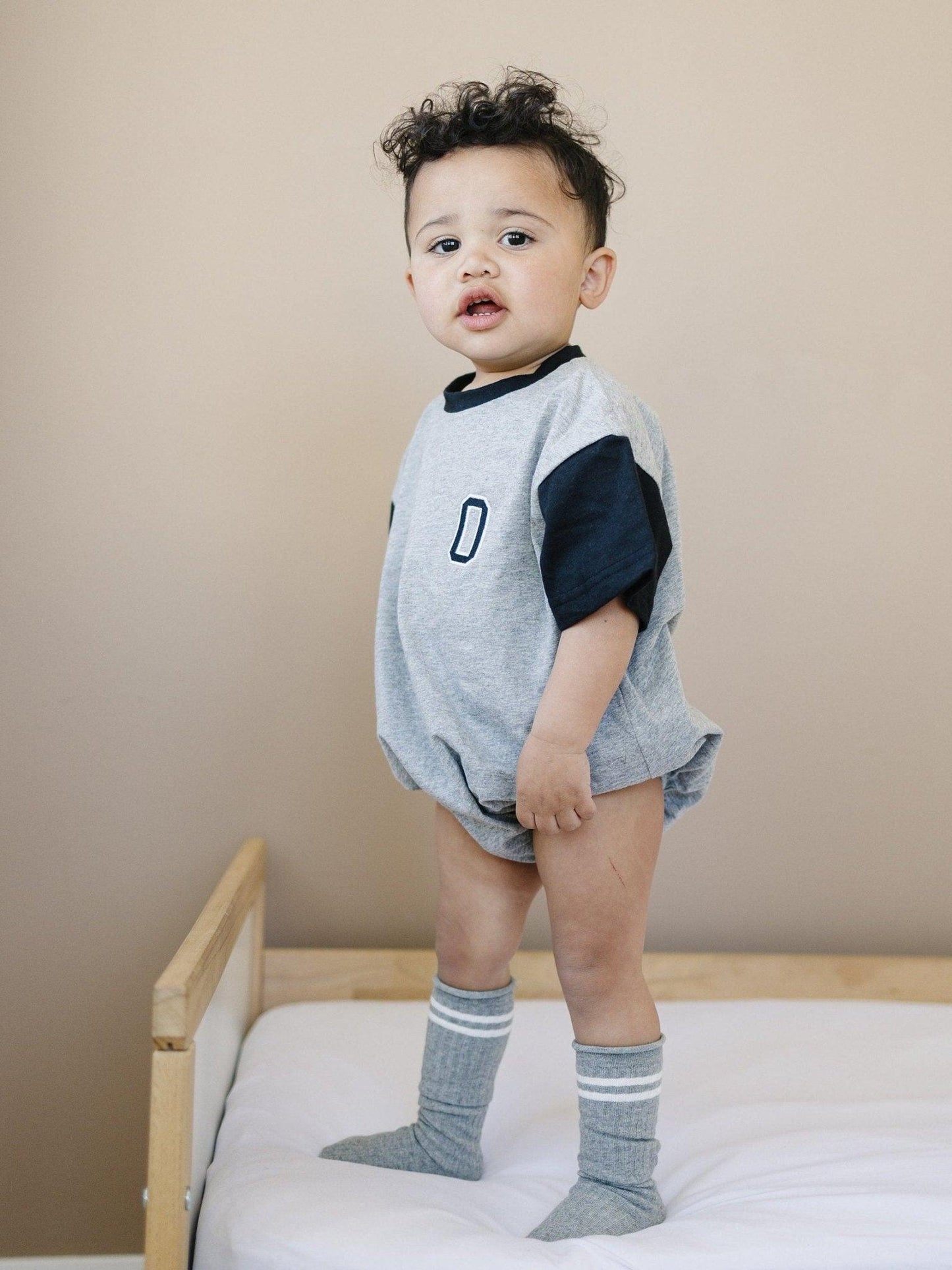 Custom Embroidered Colorblock T - Shirt Romper - Little Joy Co.