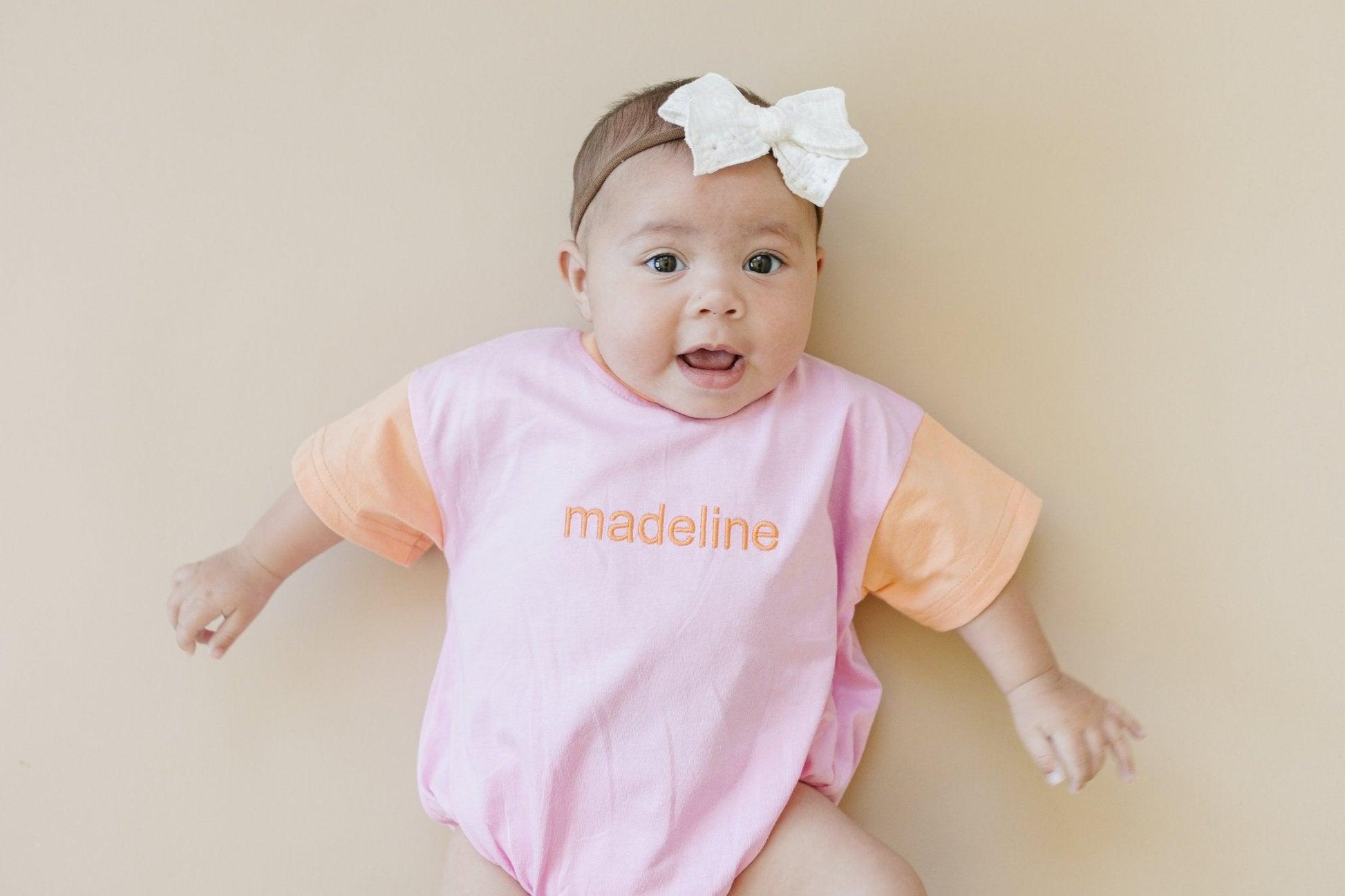 Custom Embroidered Colorblock T - Shirt Romper - Little Joy Co.