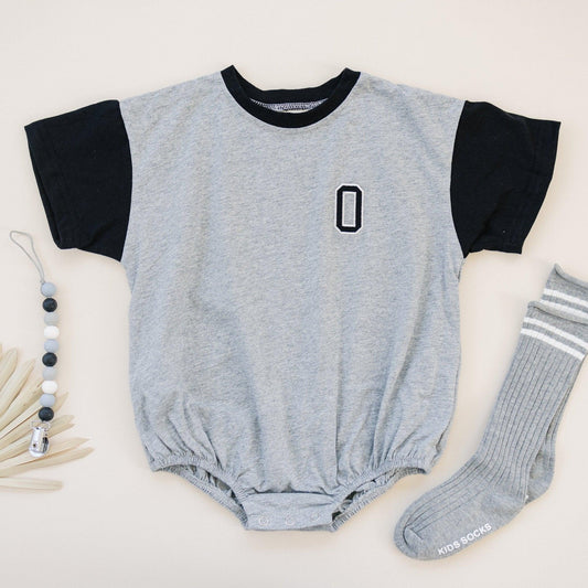 Custom Embroidered Colorblock T - Shirt Romper - Little Joy Co.