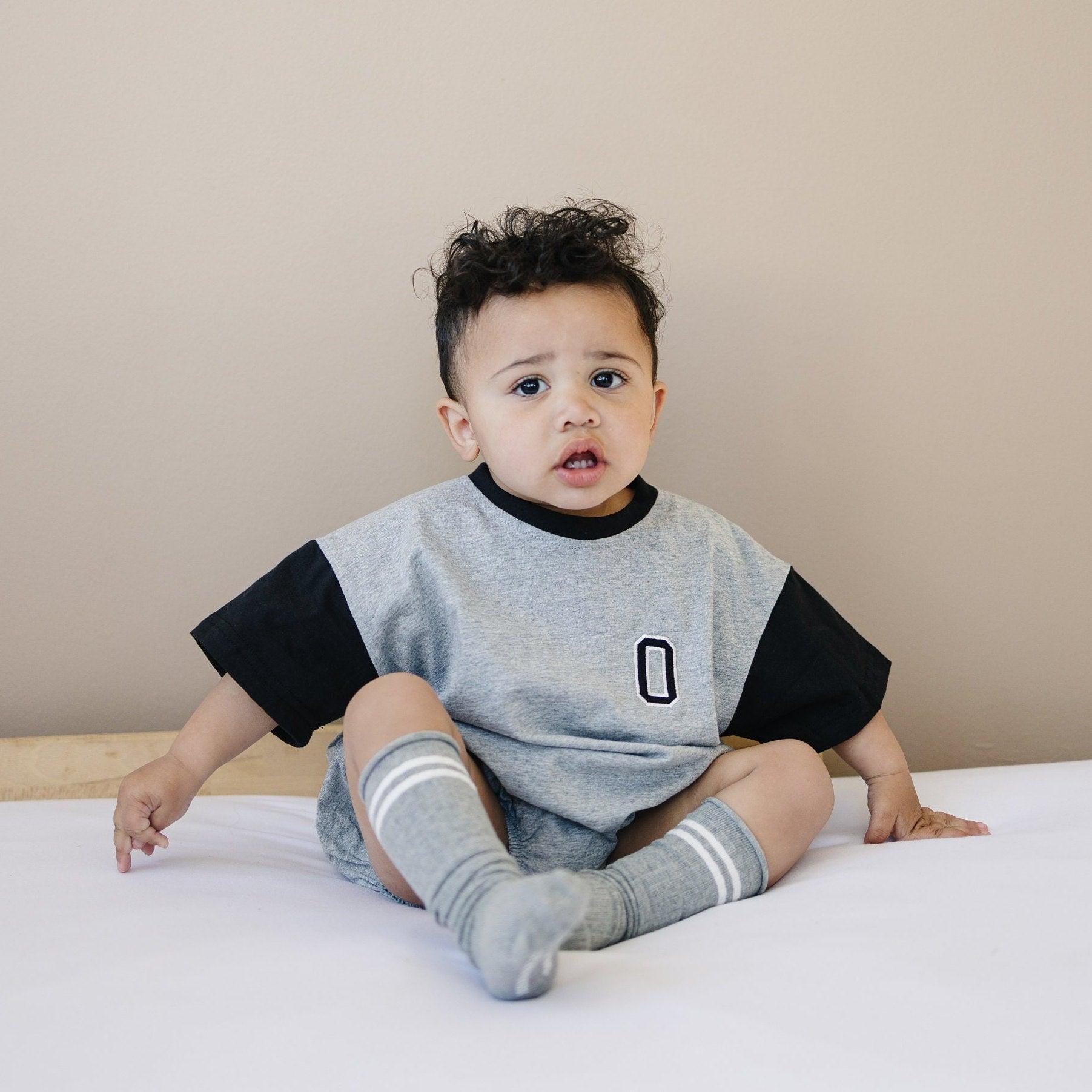 Custom Embroidered Colorblock T - Shirt Romper - Little Joy Co.