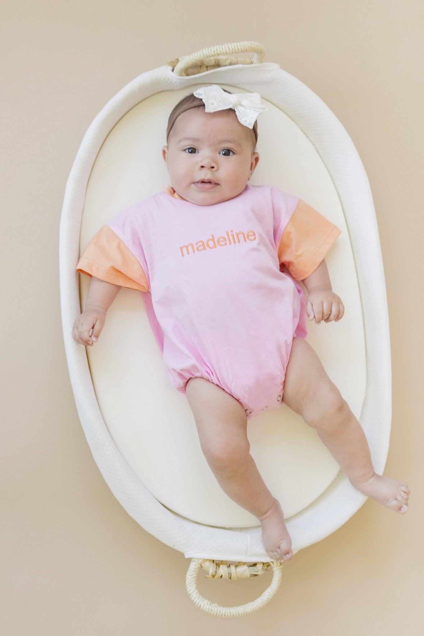 Custom Embroidered Colorblock T - Shirt Romper - Little Joy Co.