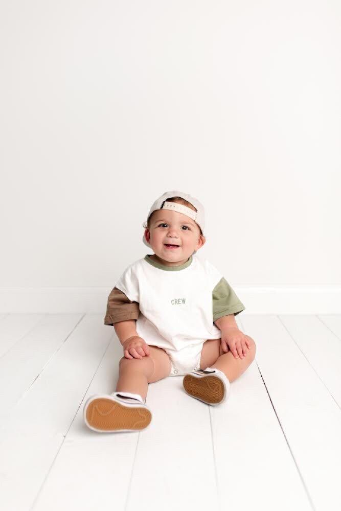 Custom Embroidered Colorblock T - Shirt Romper - Little Joy Co.