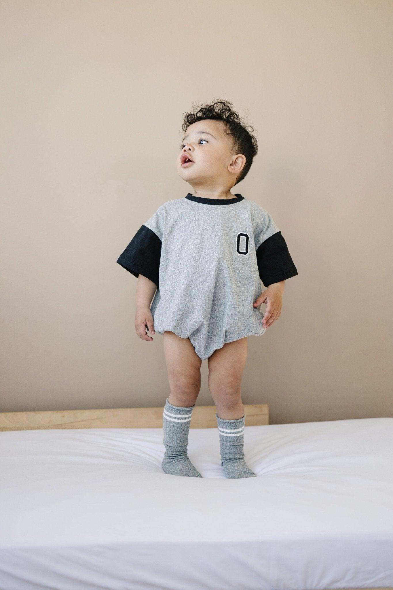 Custom Embroidered Colorblock T - Shirt Romper - Little Joy Co.