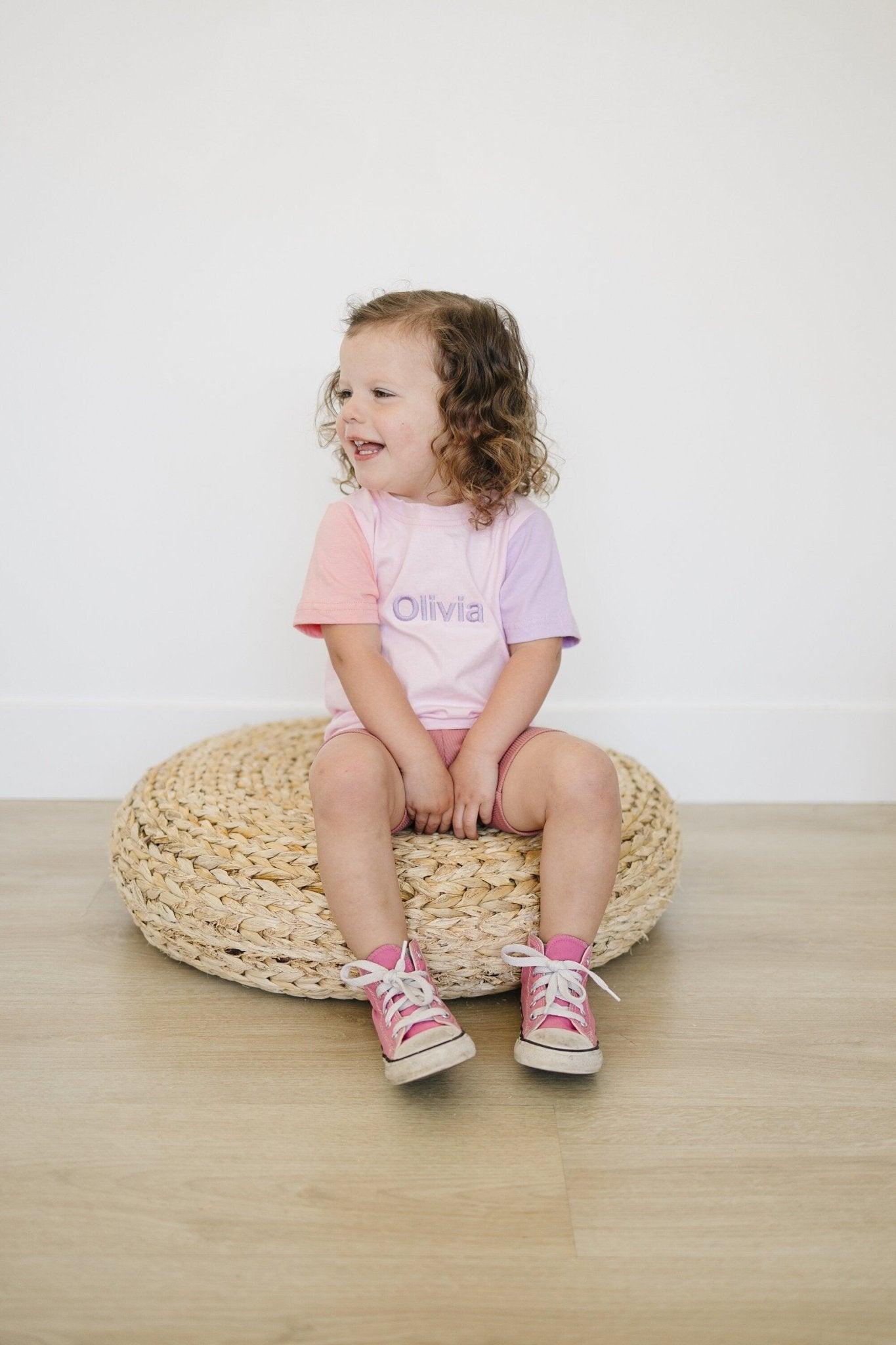 Custom Embroidered Colorblock Tee - Little Joy Co.