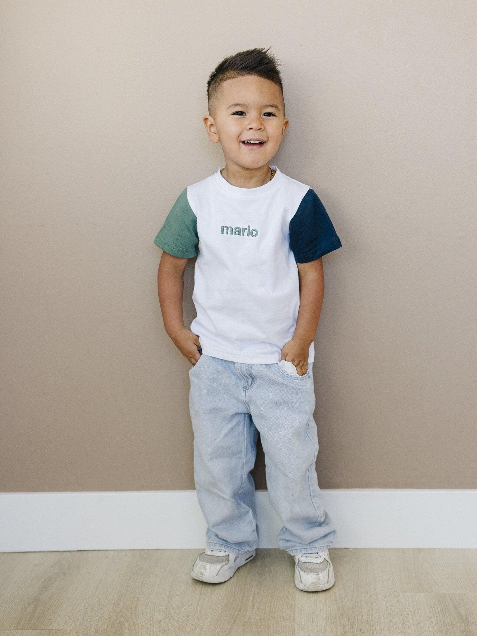 Custom Embroidered Colorblock Tee - Little Joy Co.