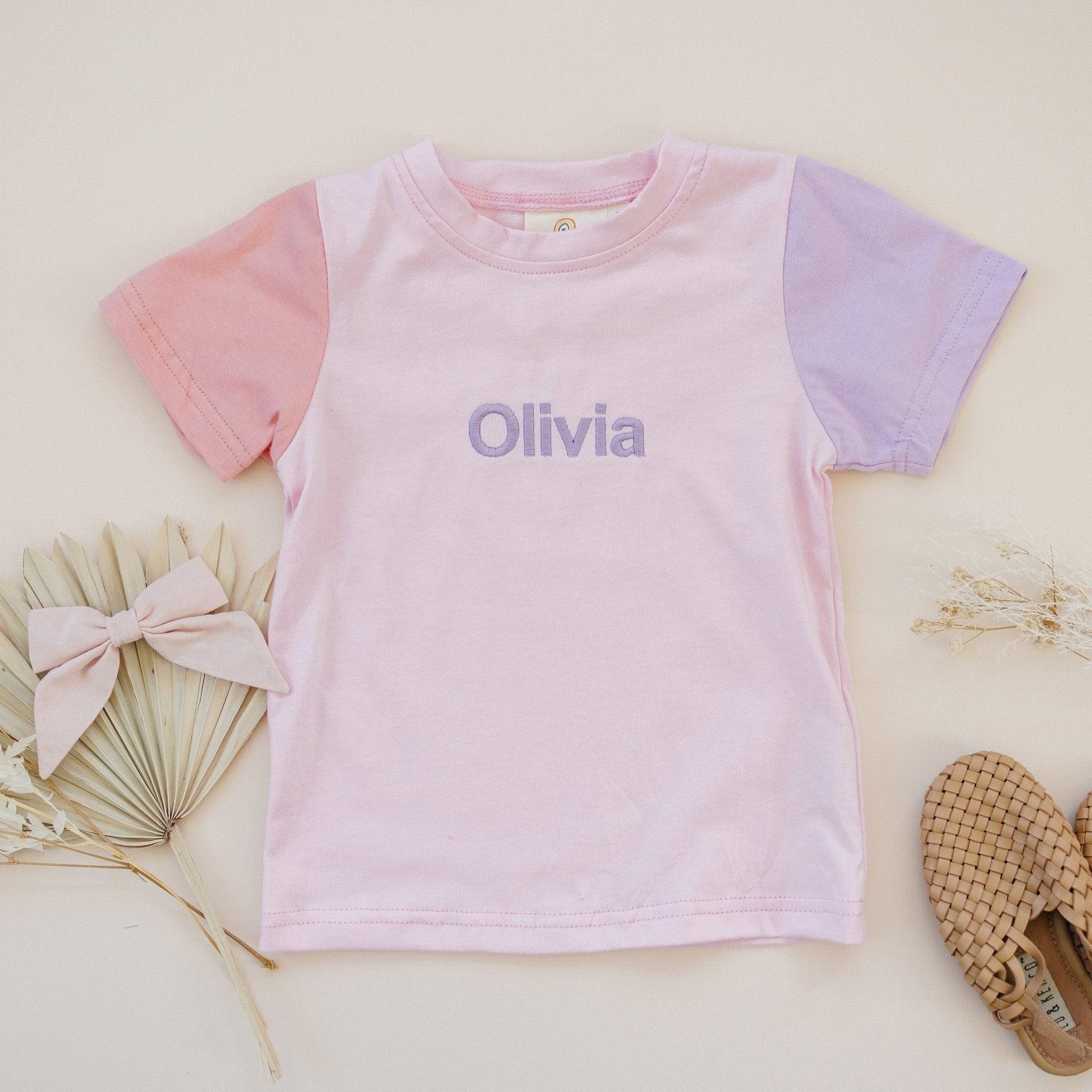 Custom Embroidered Colorblock Tee - Little Joy Co.