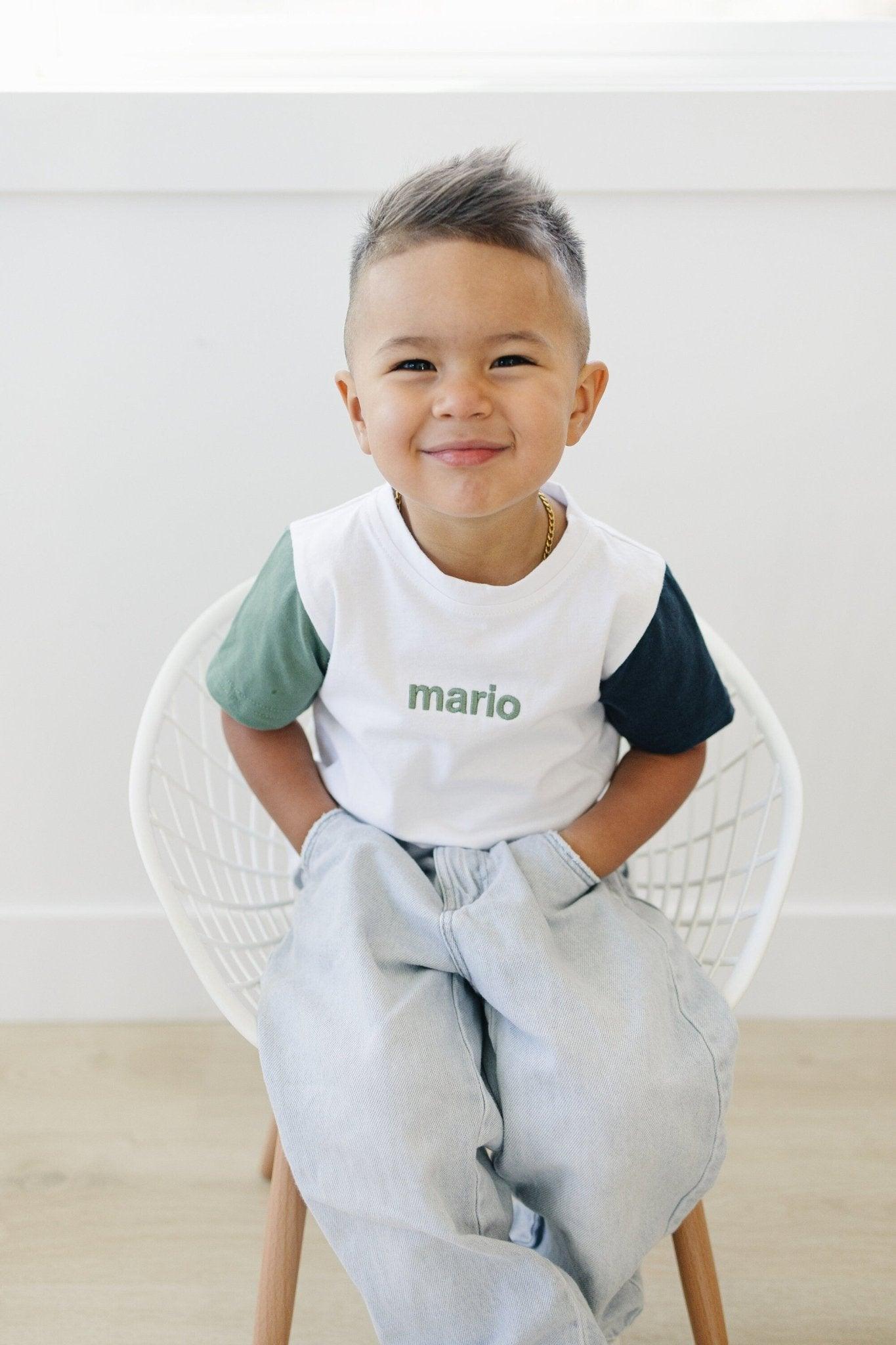 Custom Embroidered Colorblock Tee - Little Joy Co.