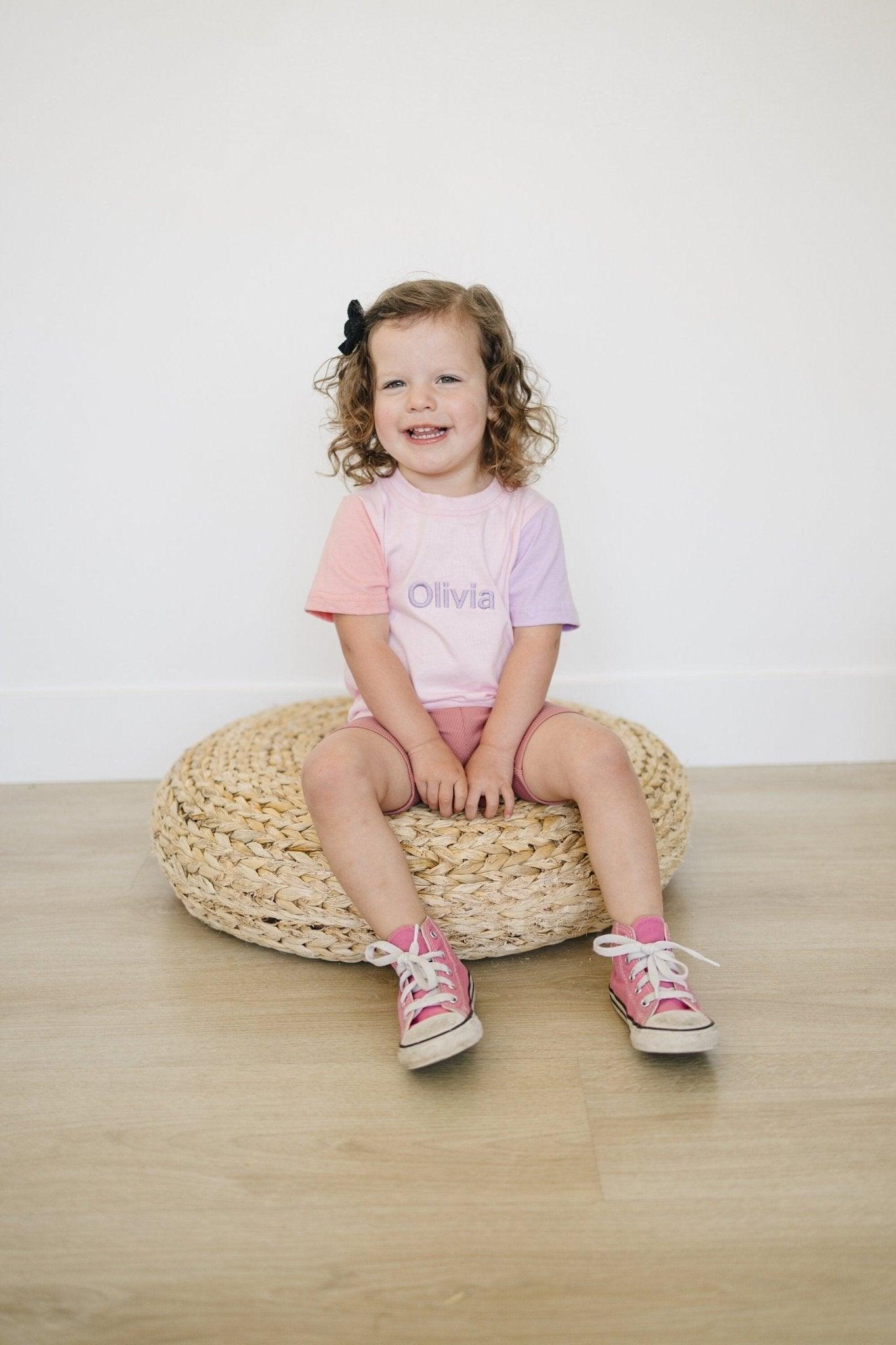 Custom Embroidered Colorblock Tee - Little Joy Co.