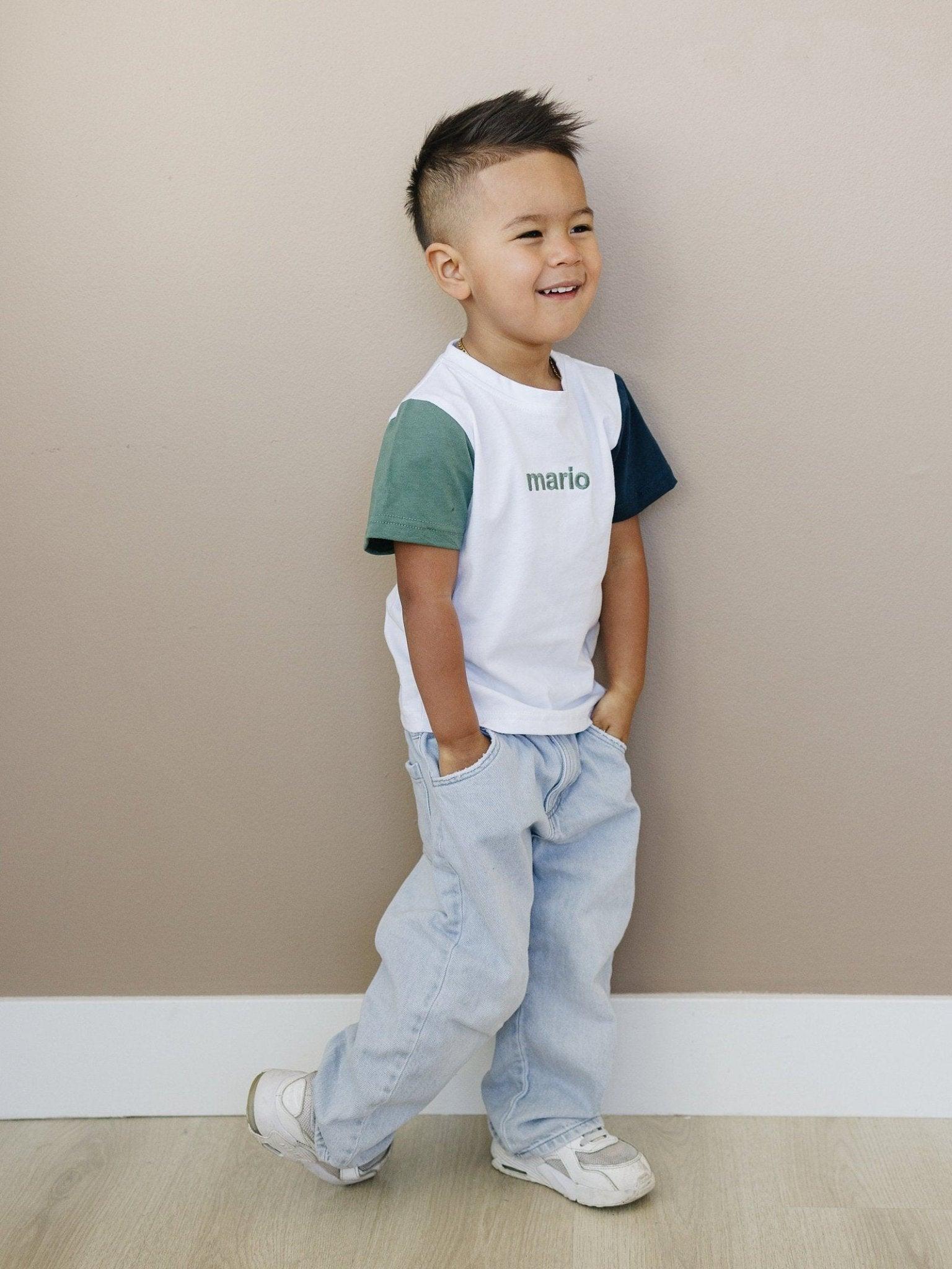 Custom Embroidered Colorblock Tee - Little Joy Co.