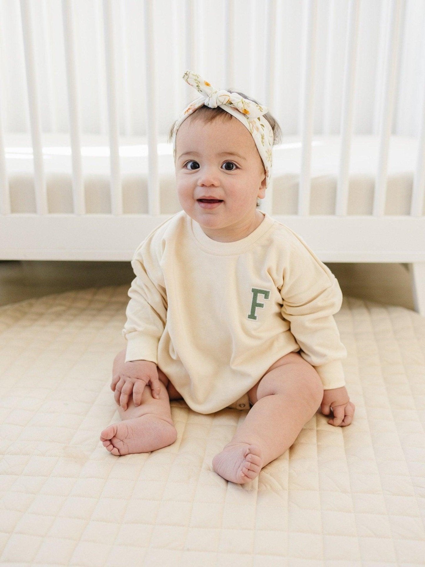 Custom Embroidered Sweatshirt Romper - Little Joy Co.