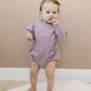 Custom Embroidered Organic Cotton Jogger Set or Sweatshirt Romper - Purple