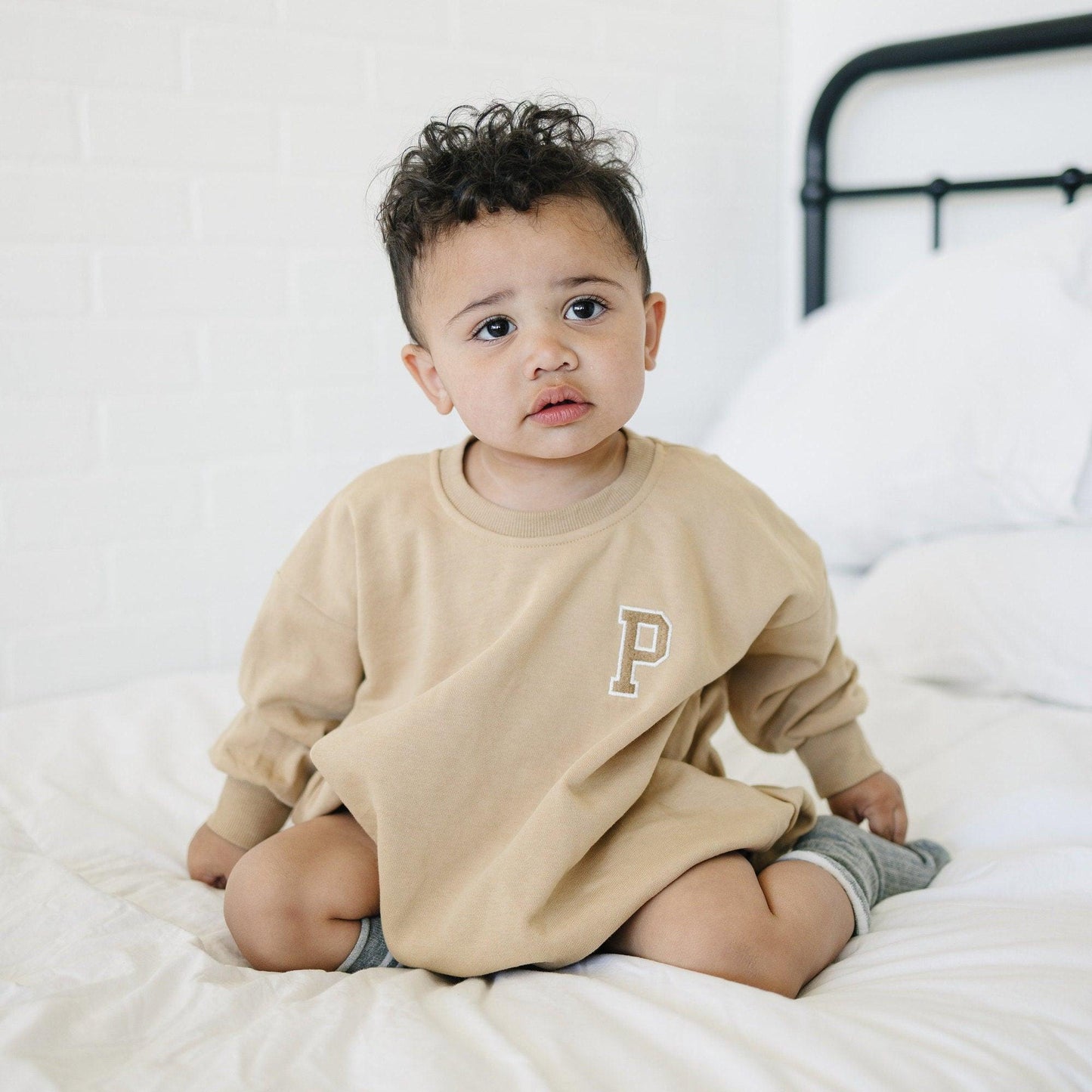 Custom Embroidered Sweatshirt Romper - Little Joy Co.