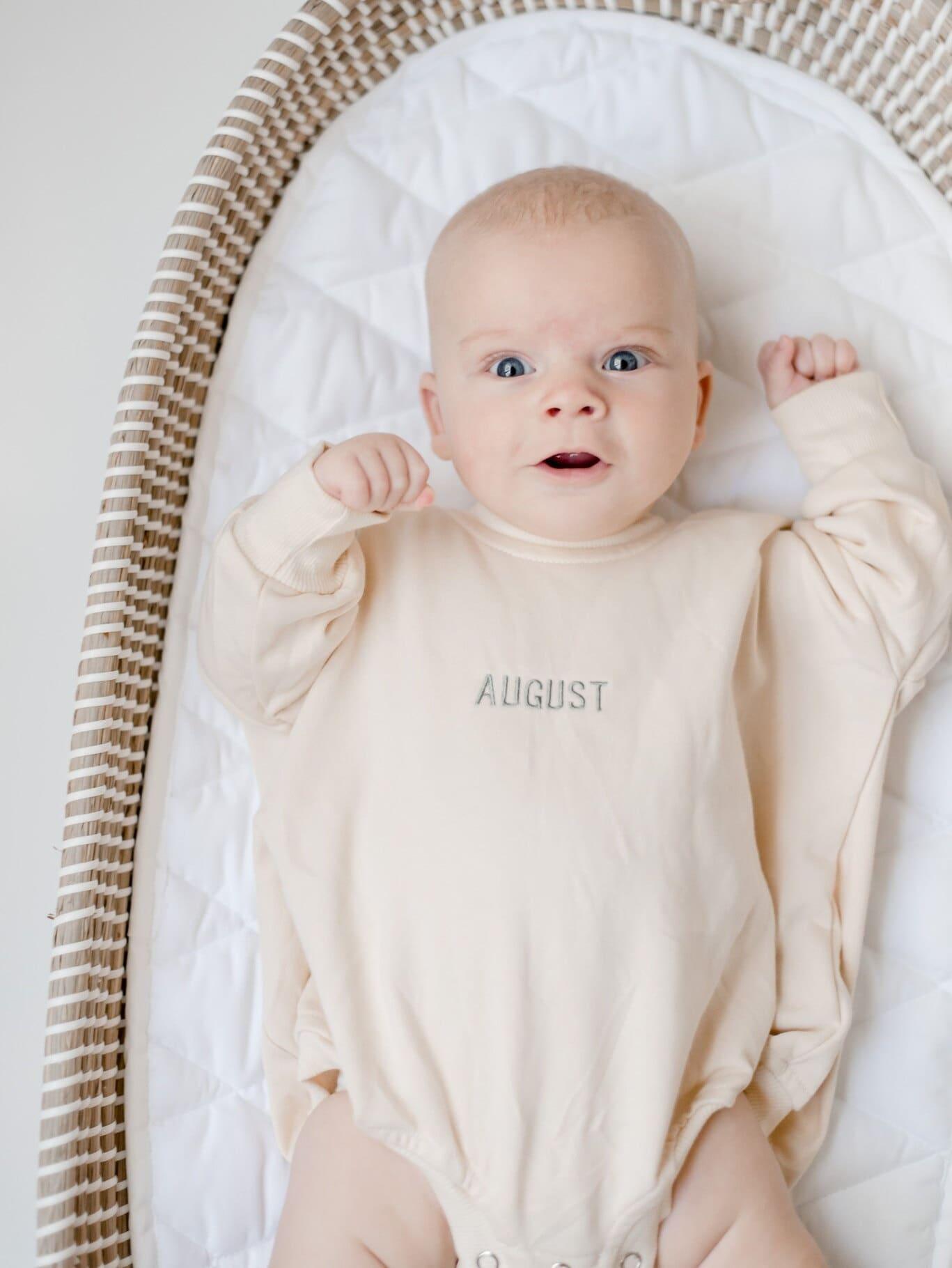 Custom Embroidered Sweatshirt Romper - Little Joy Co.