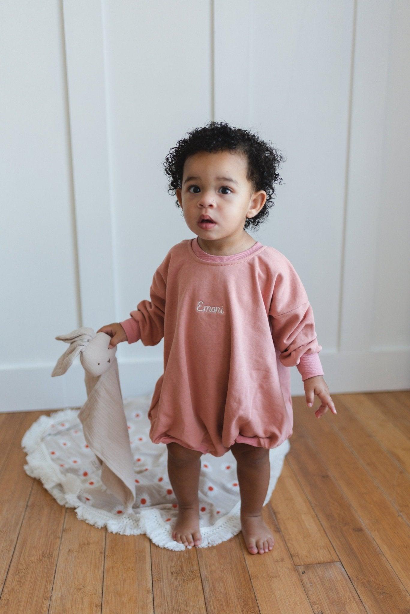 Custom Embroidered Sweatshirt Romper - more colors - Little Joy Co.