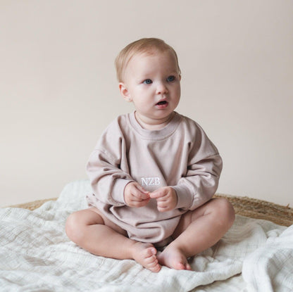 Custom Embroidered Sweatshirt Romper - more colors - Little Joy Co.