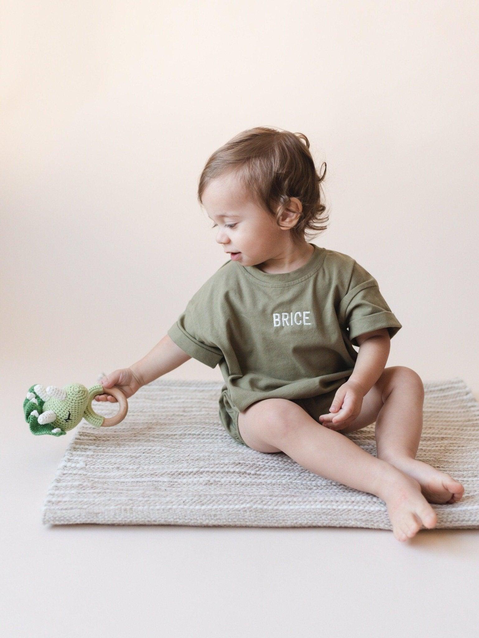 Custom Embroidered T - Shirt Romper - more colors - Little Joy Co.