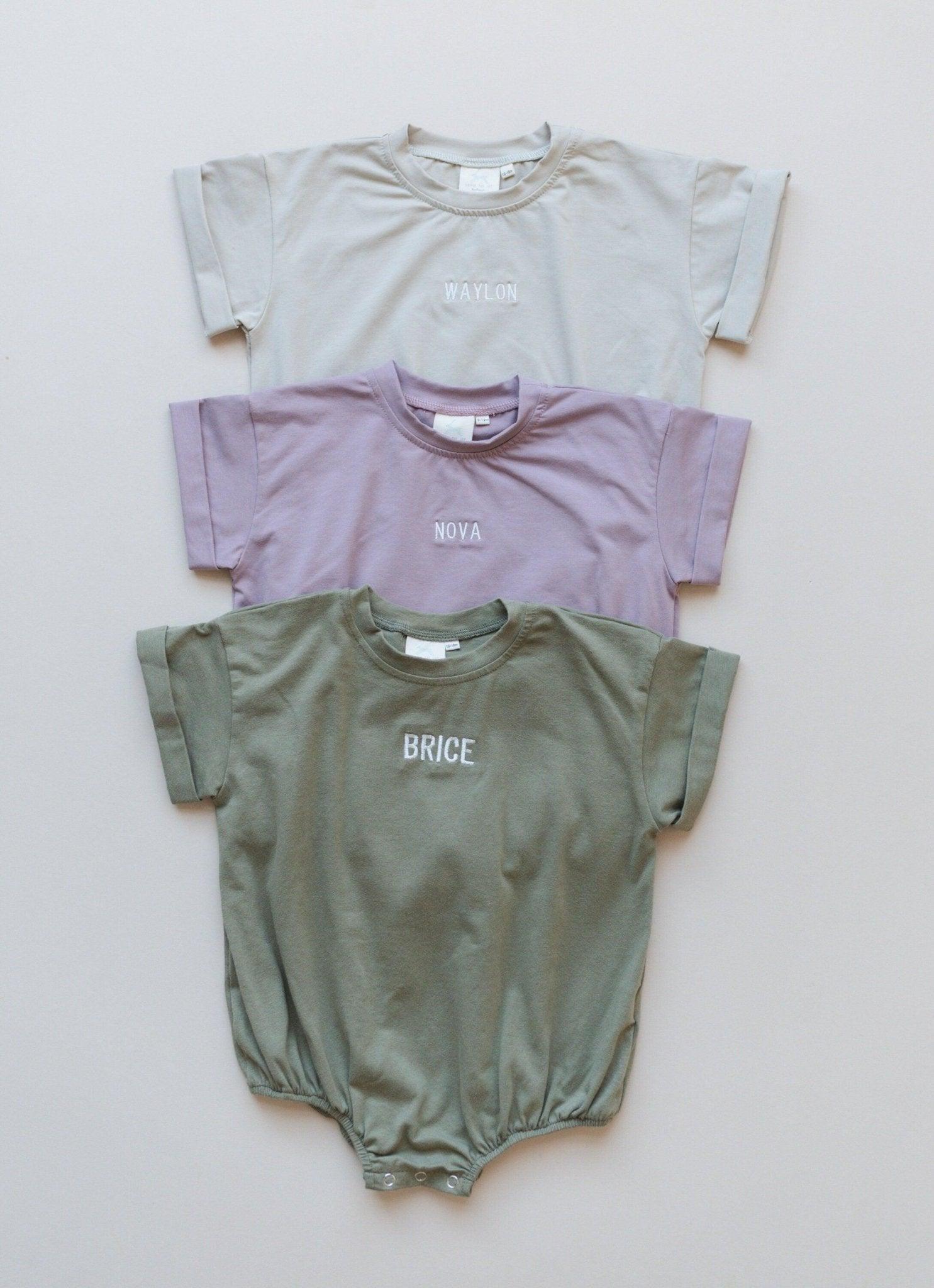 Custom Embroidered T - Shirt Romper - more colors - Little Joy Co.