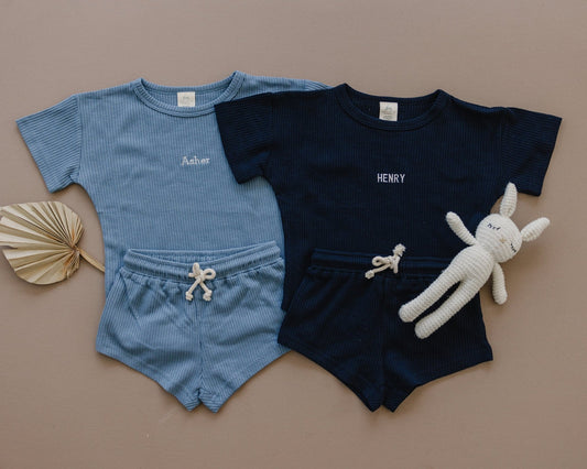 Custom Embroidered Waffle Knit Set - Little Joy Co.