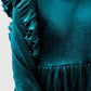 Teal Velvet Ruffle Twirl Dress