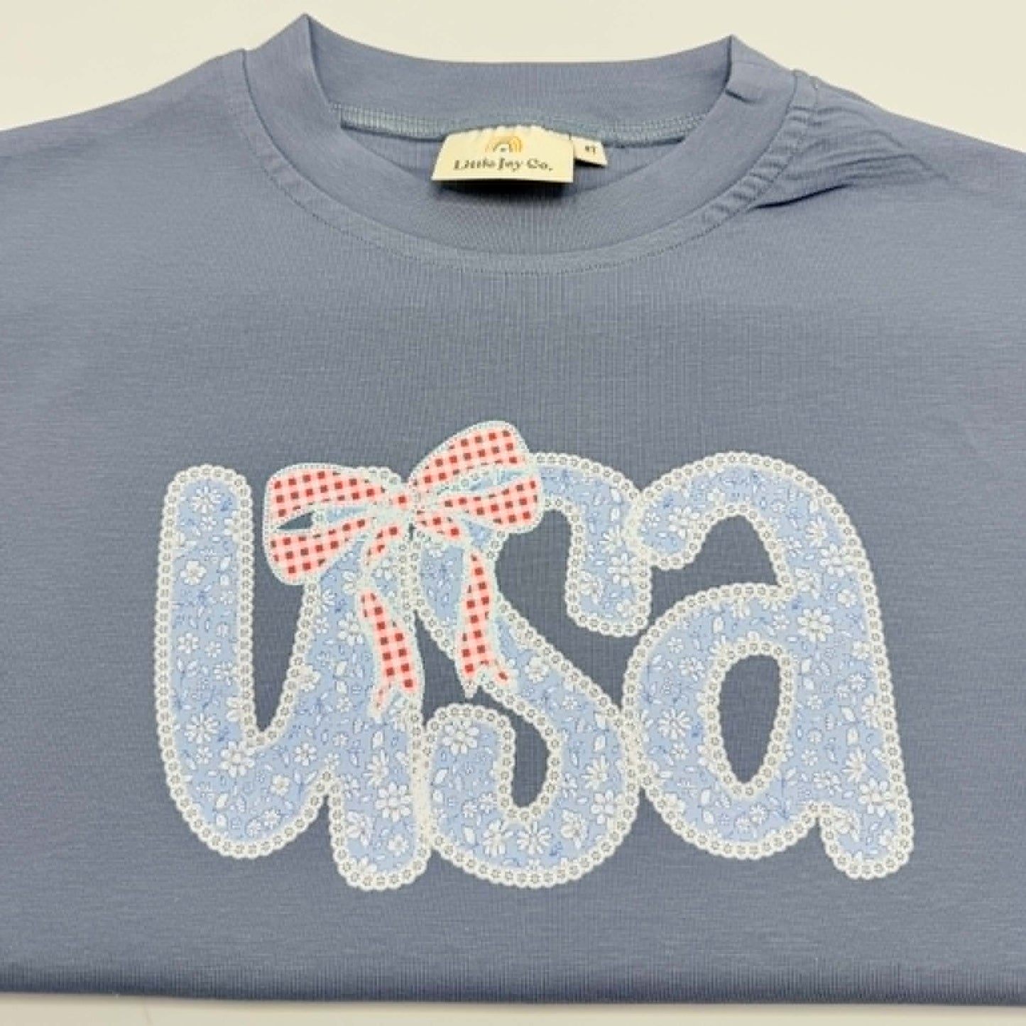 Lace Floral USA 4th of July Oversized Tee or T-Shirt Bubble Romper