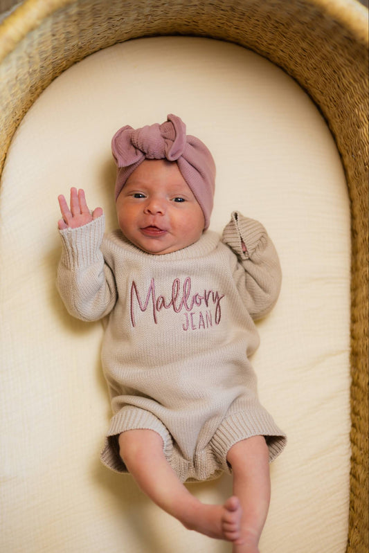 Custom Embroidered Knit Sweater Romper