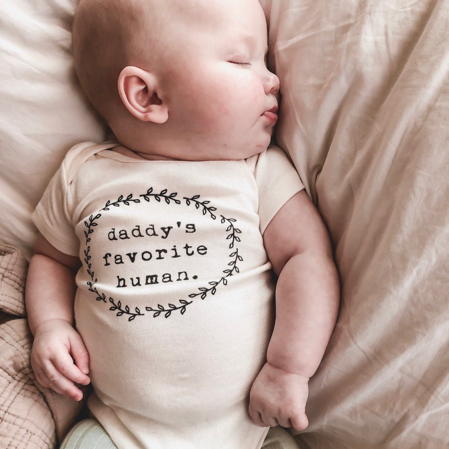 Daddy's Favorite Human Onesie®, Baby, Girl, Boy, Infant, Toddler, Newborn, Organic, Bodysuit, Outfit, One Piece, Unisex,Gender Neutral,Words