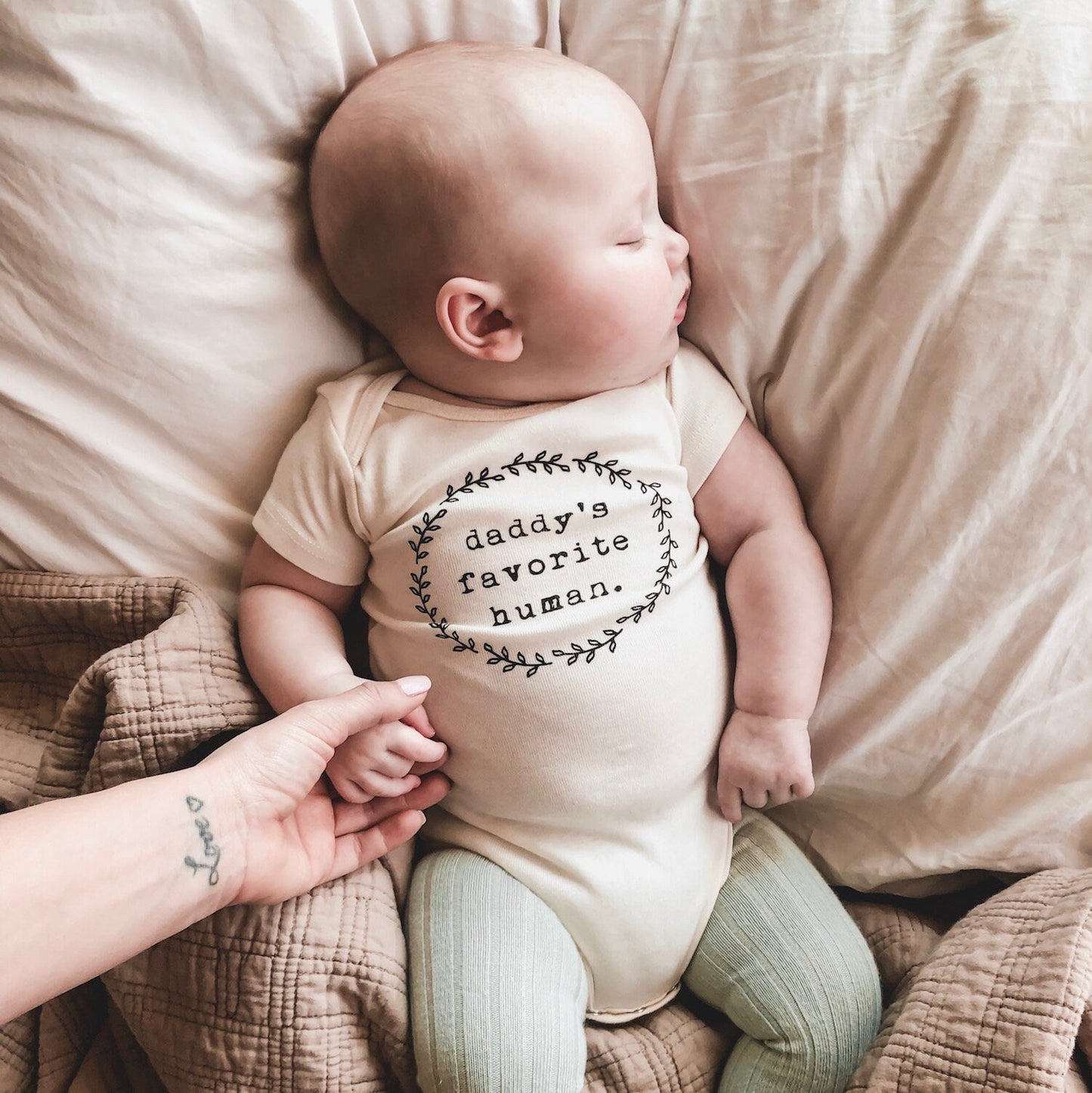 Daddy's Favorite Human Onesie®, Baby, Girl, Boy, Infant, Toddler, Newborn, Organic, Bodysuit, Outfit, One Piece, Unisex,Gender Neutral,Words