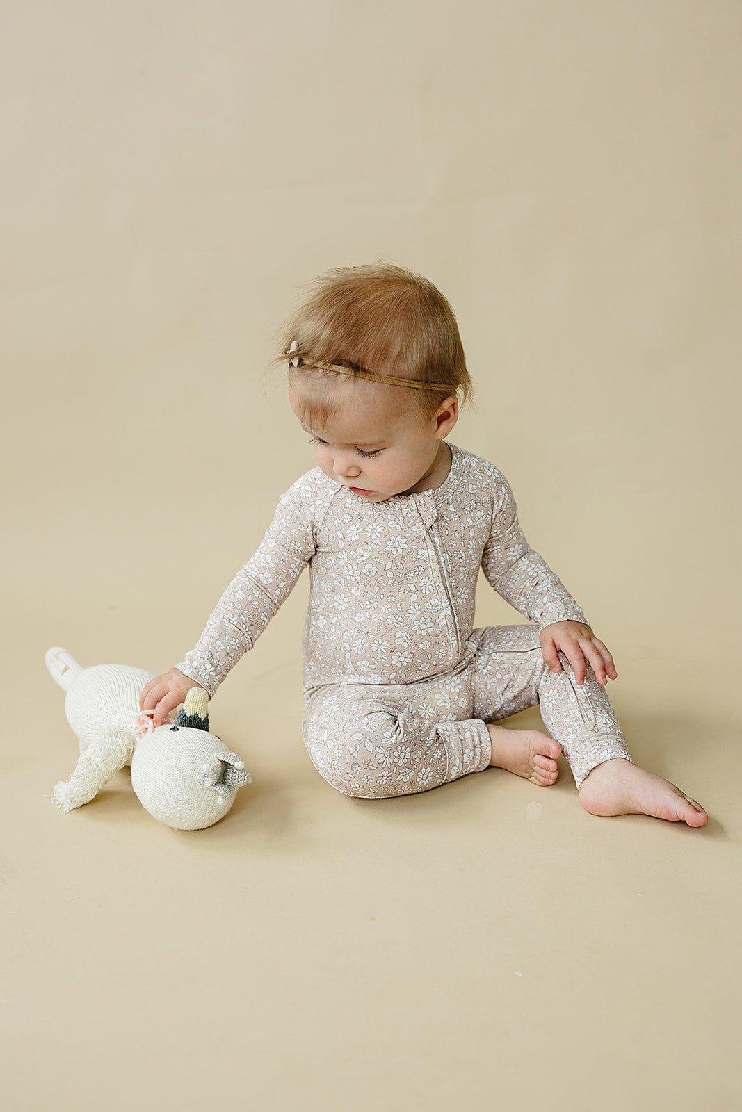 Dainty Ditsy Bamboo Zippy Romper - Little Joy Co.