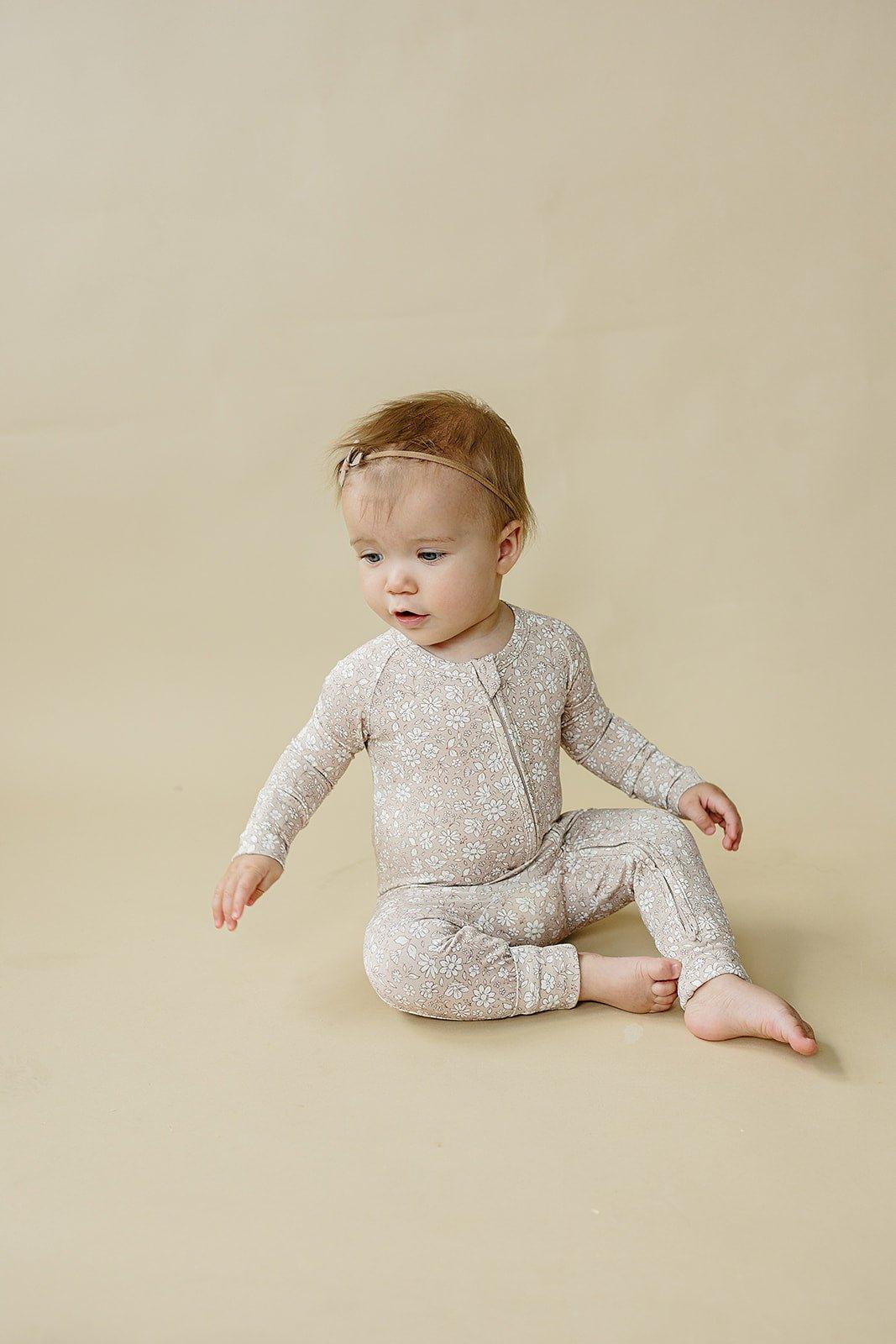 Dainty Ditsy Bamboo Zippy Romper - Little Joy Co.