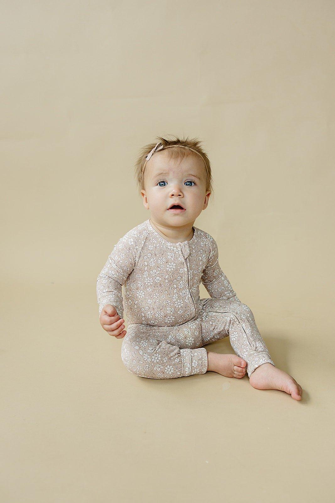 Dainty Ditsy Bamboo Zippy Romper - Little Joy Co.