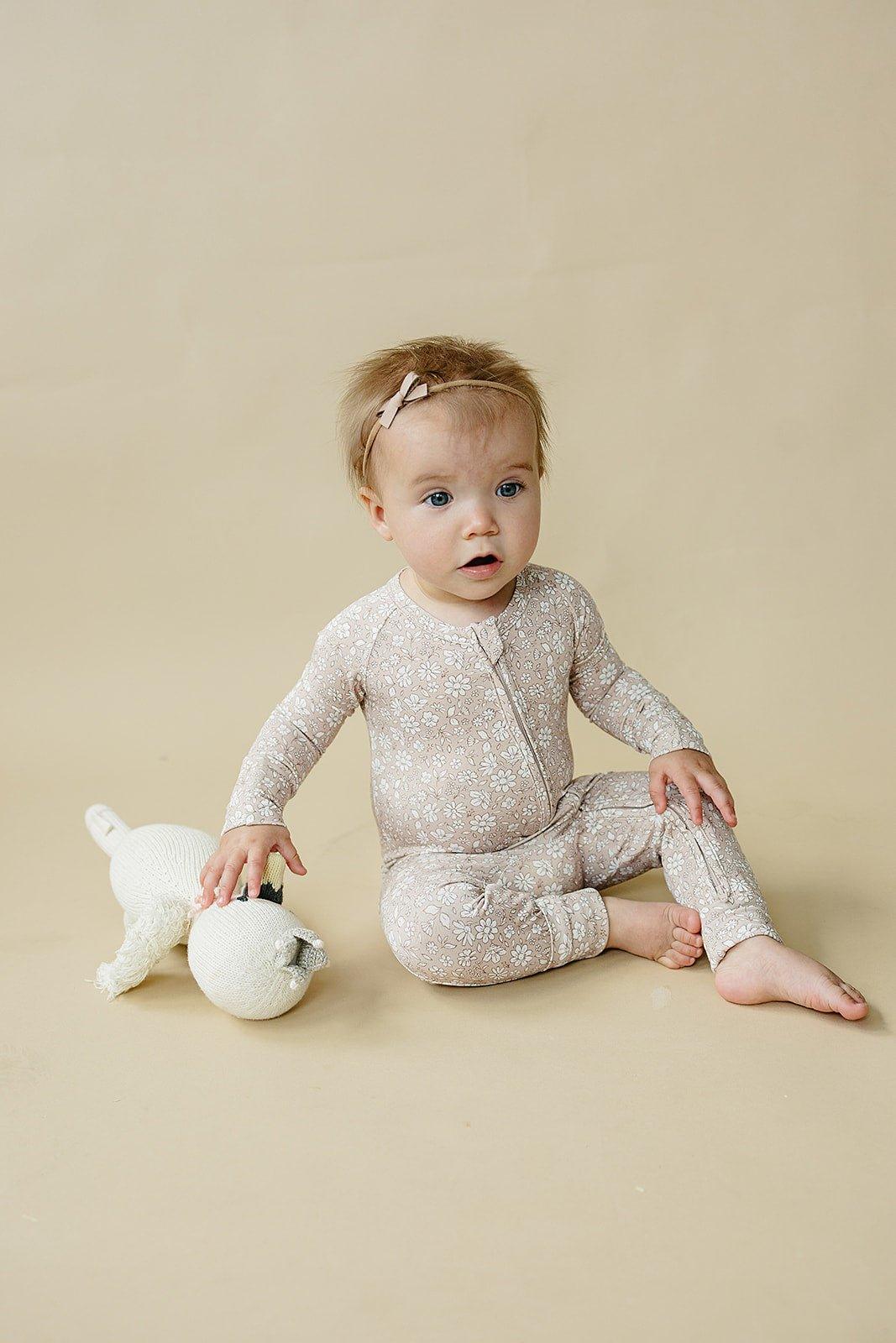 Dainty Ditsy Bamboo Zippy Romper - Little Joy Co.