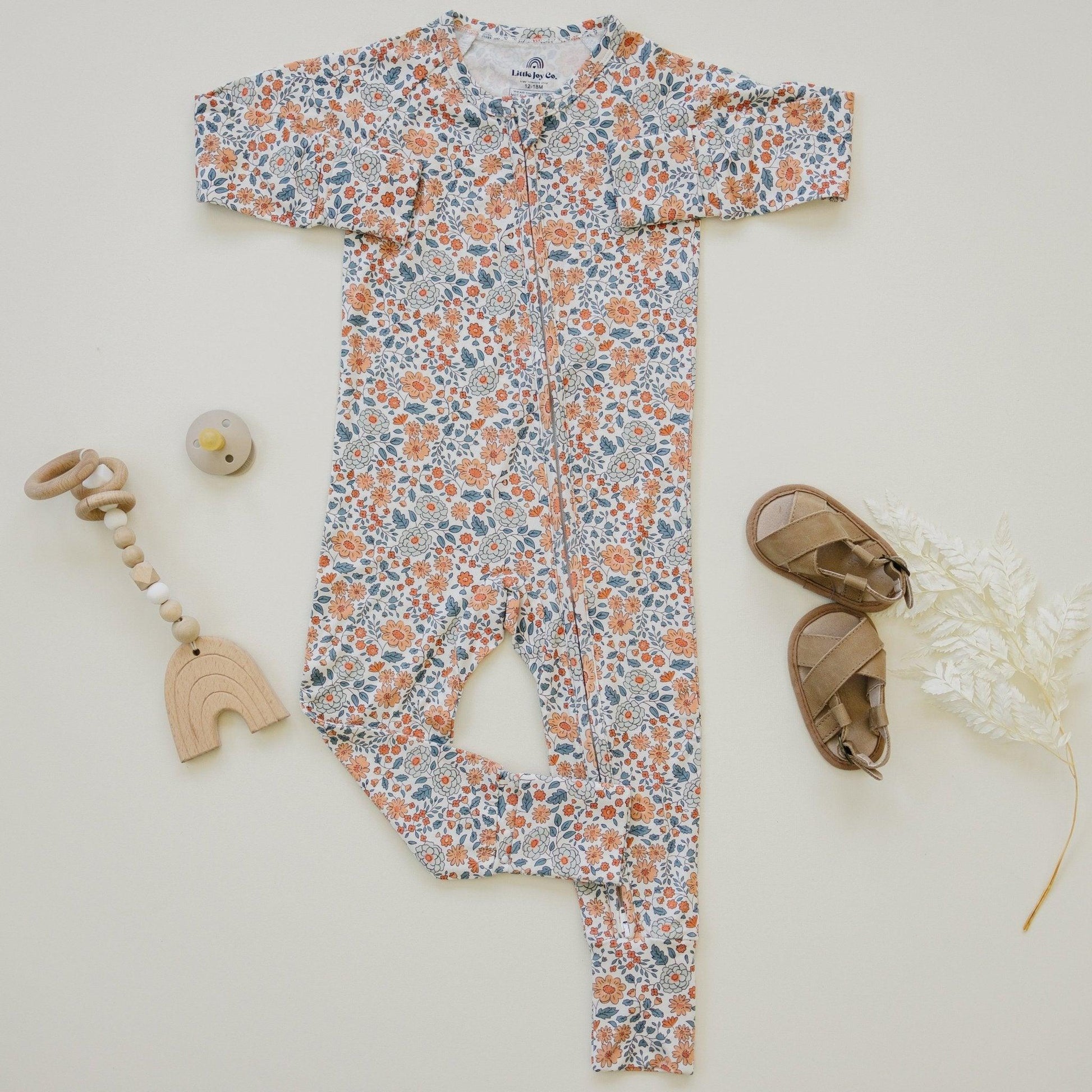 Darling Ditsy Bamboo Zippy Romper - Little Joy Co.