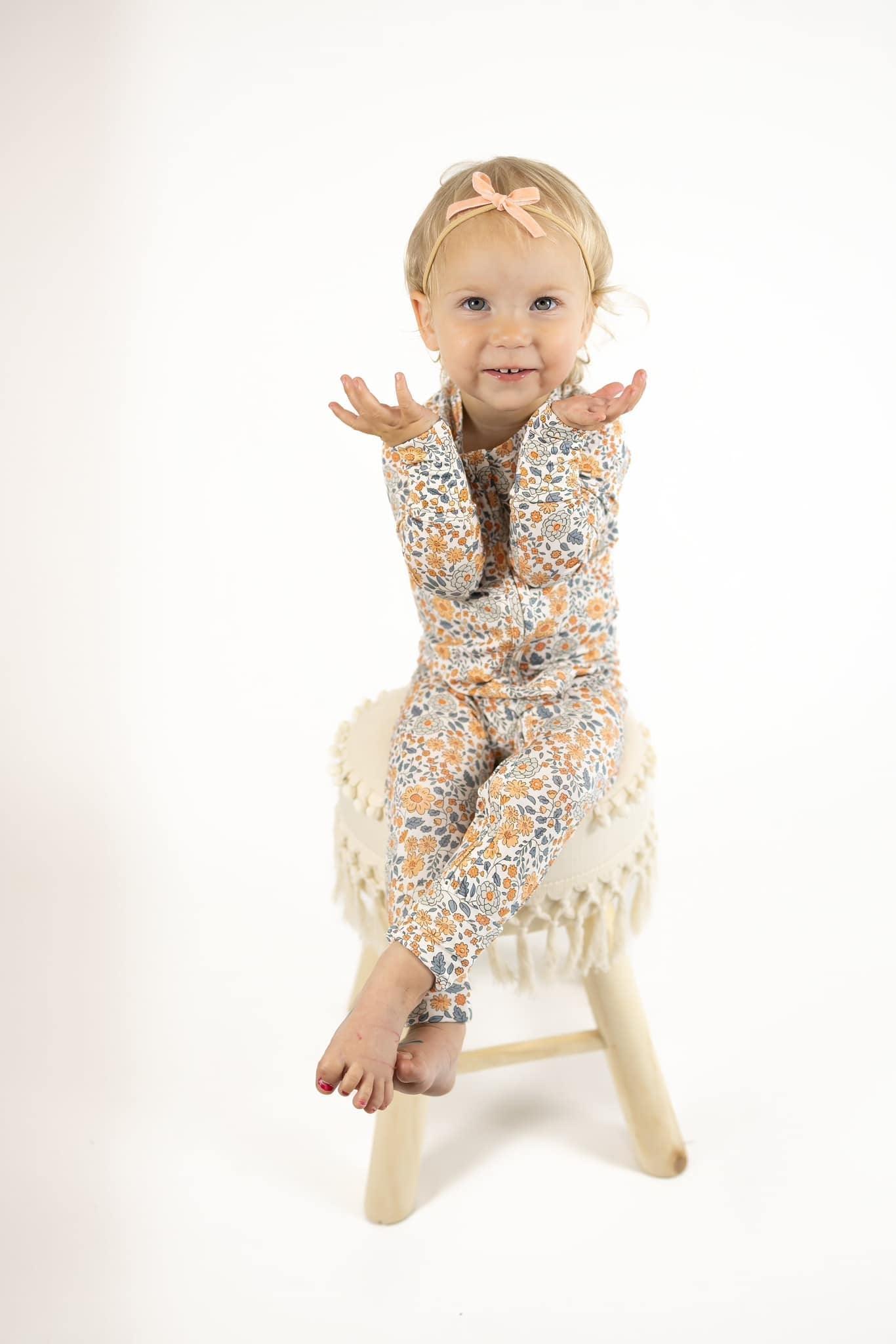 Darling Ditsy Bamboo Zippy Romper - Little Joy Co.