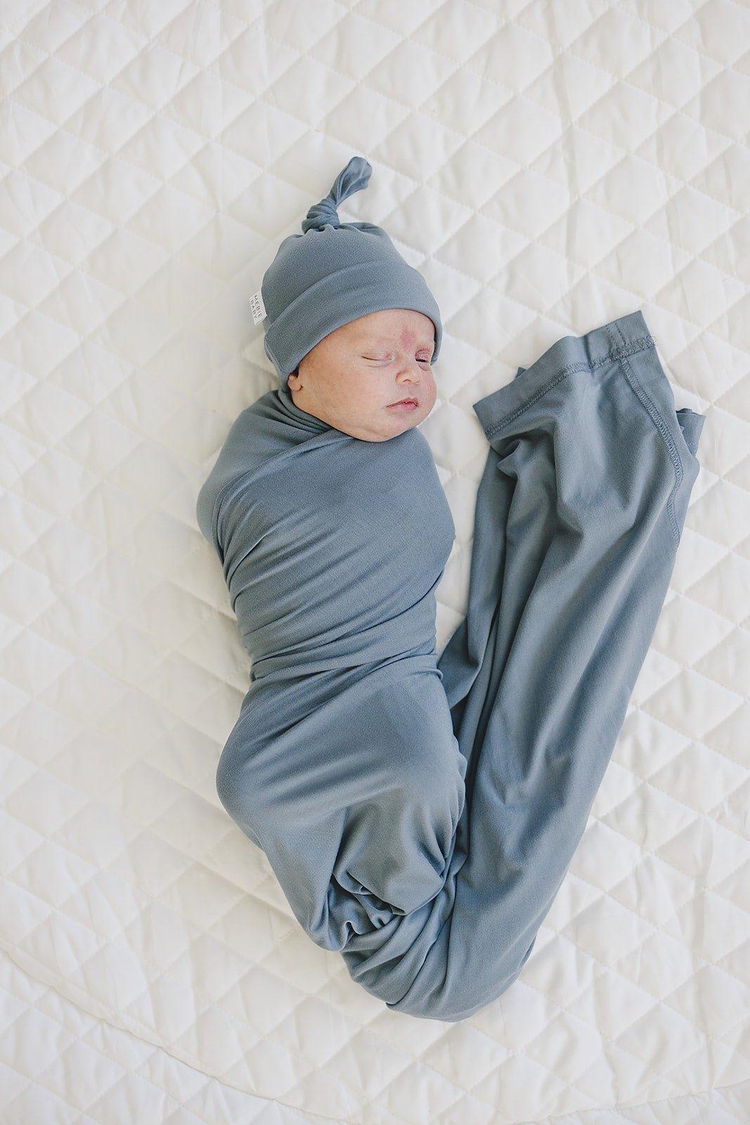 Dusty Blue Bamboo Stretch Swaddle - Little Joy Co.