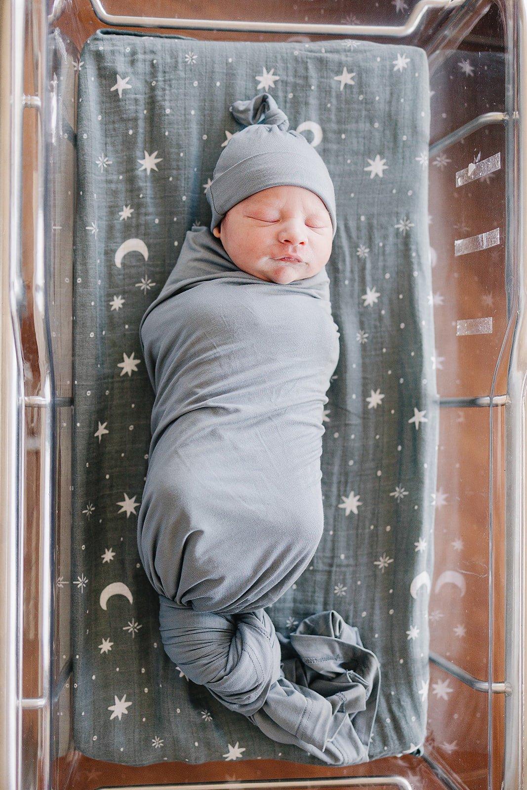 Dusty Blue Bamboo Stretch Swaddle - Little Joy Co.