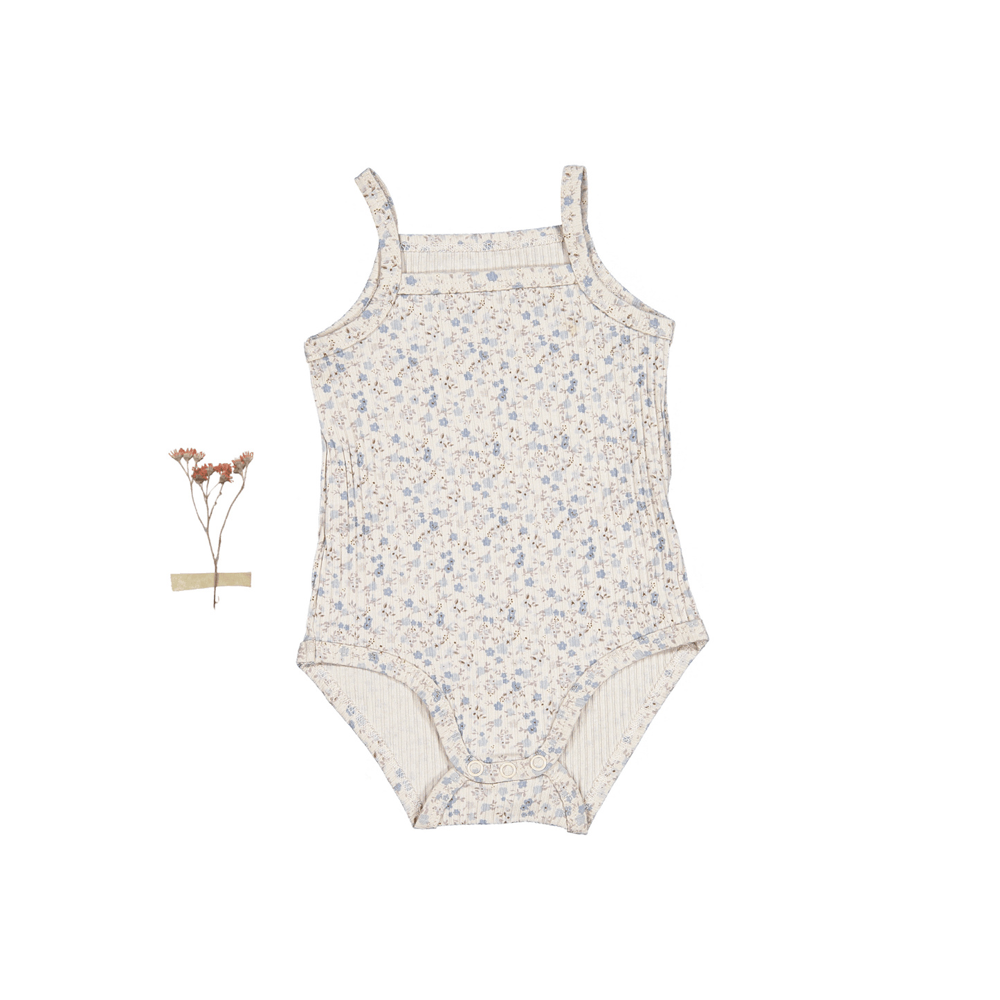 The Printed Tank Onesie - Dusty Blue Floral