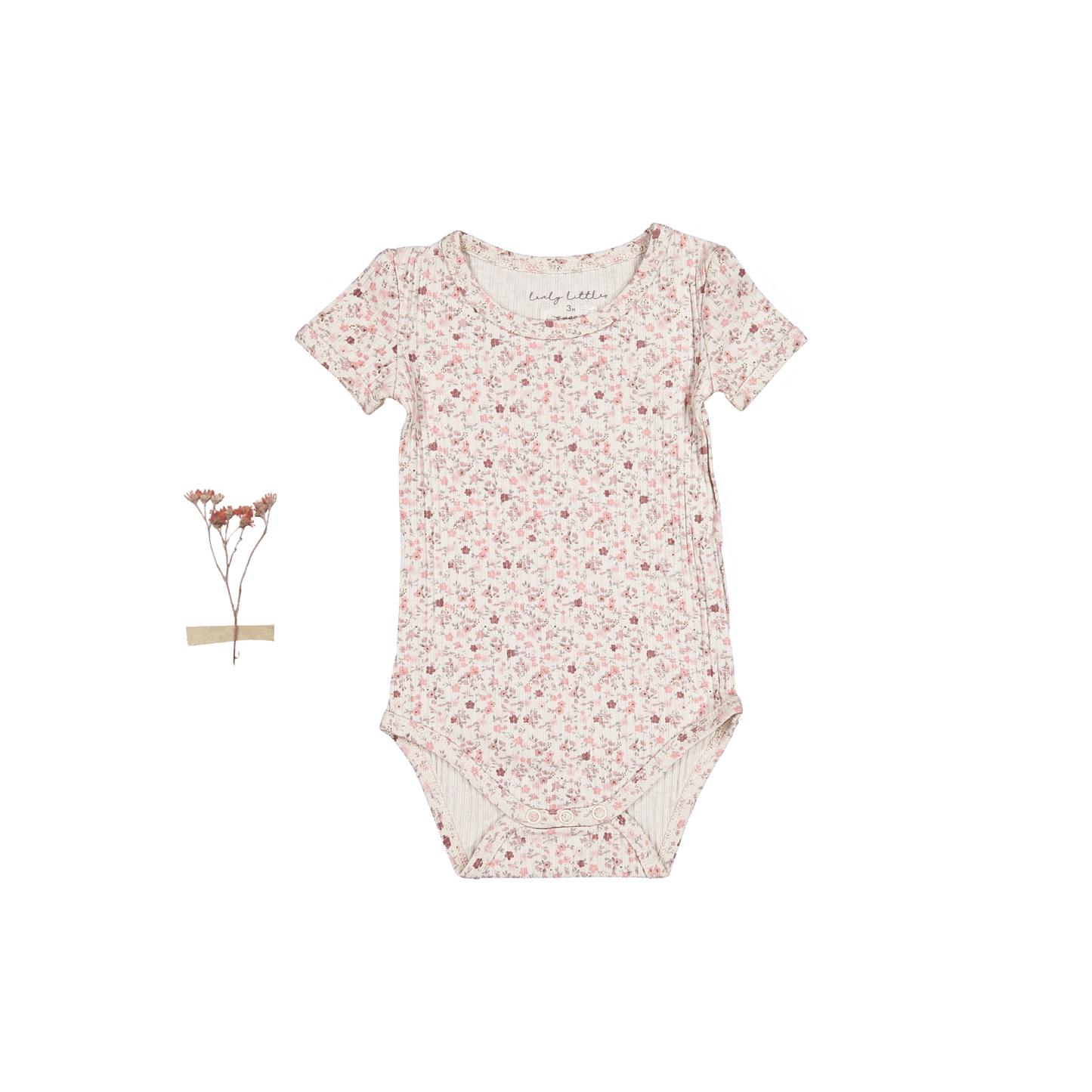 The Printed Short Sleeve Onesie - Dusty Mauve Floral