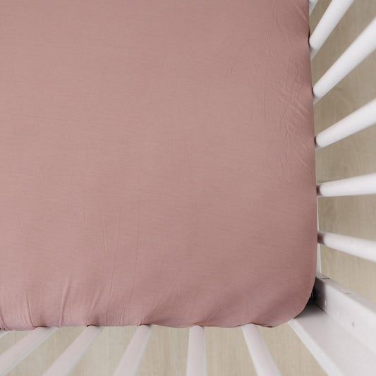 Dusty Rose Bamboo Stretch Crib Sheet - Little Joy Co.