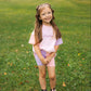 Custom Embroidered Colorblock Tee and Biker Shorts Set - Pink & Purple Set